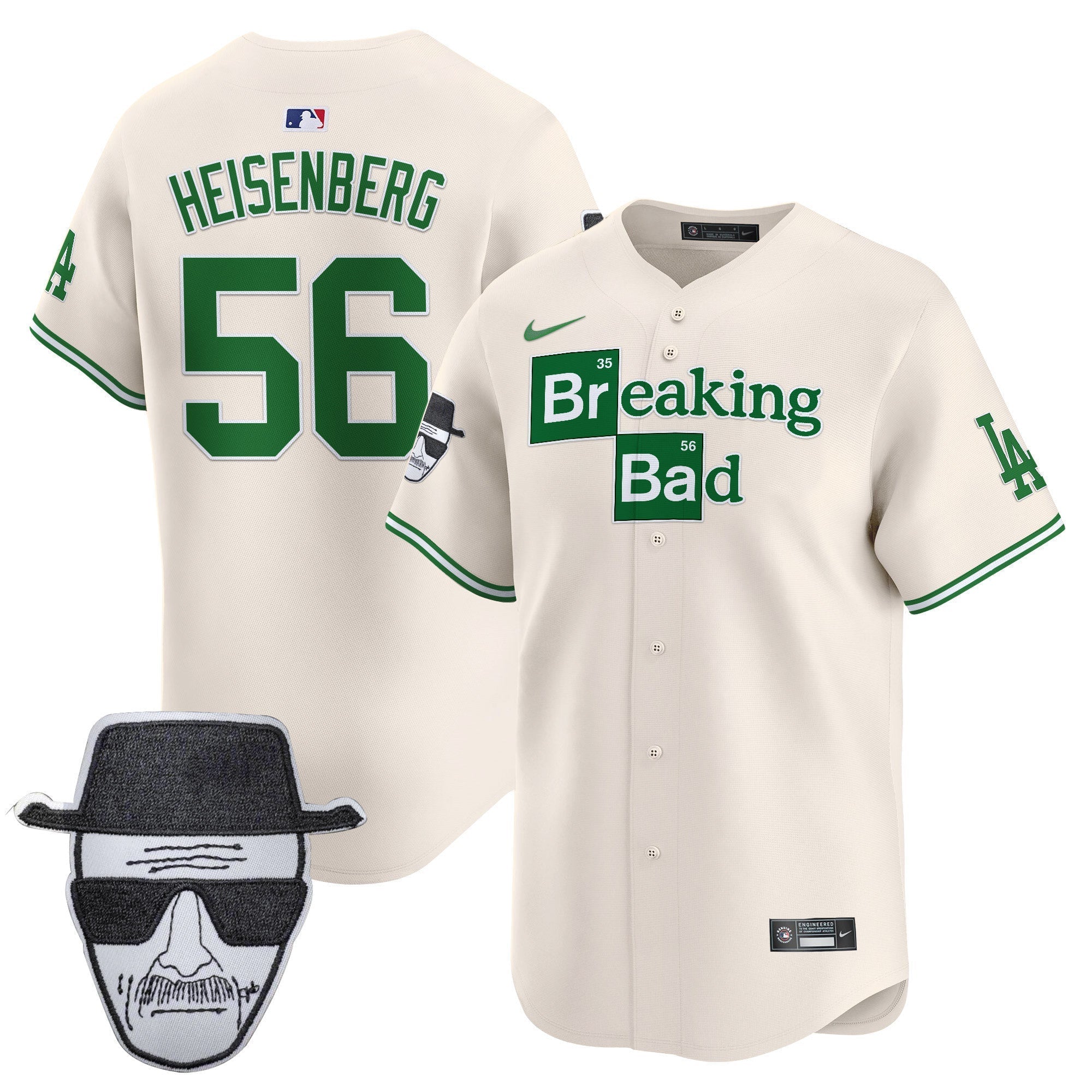 Men's Dodgers Breaking Bad Walter White Patch Vapor Premier Limited Jersey - All Stitched