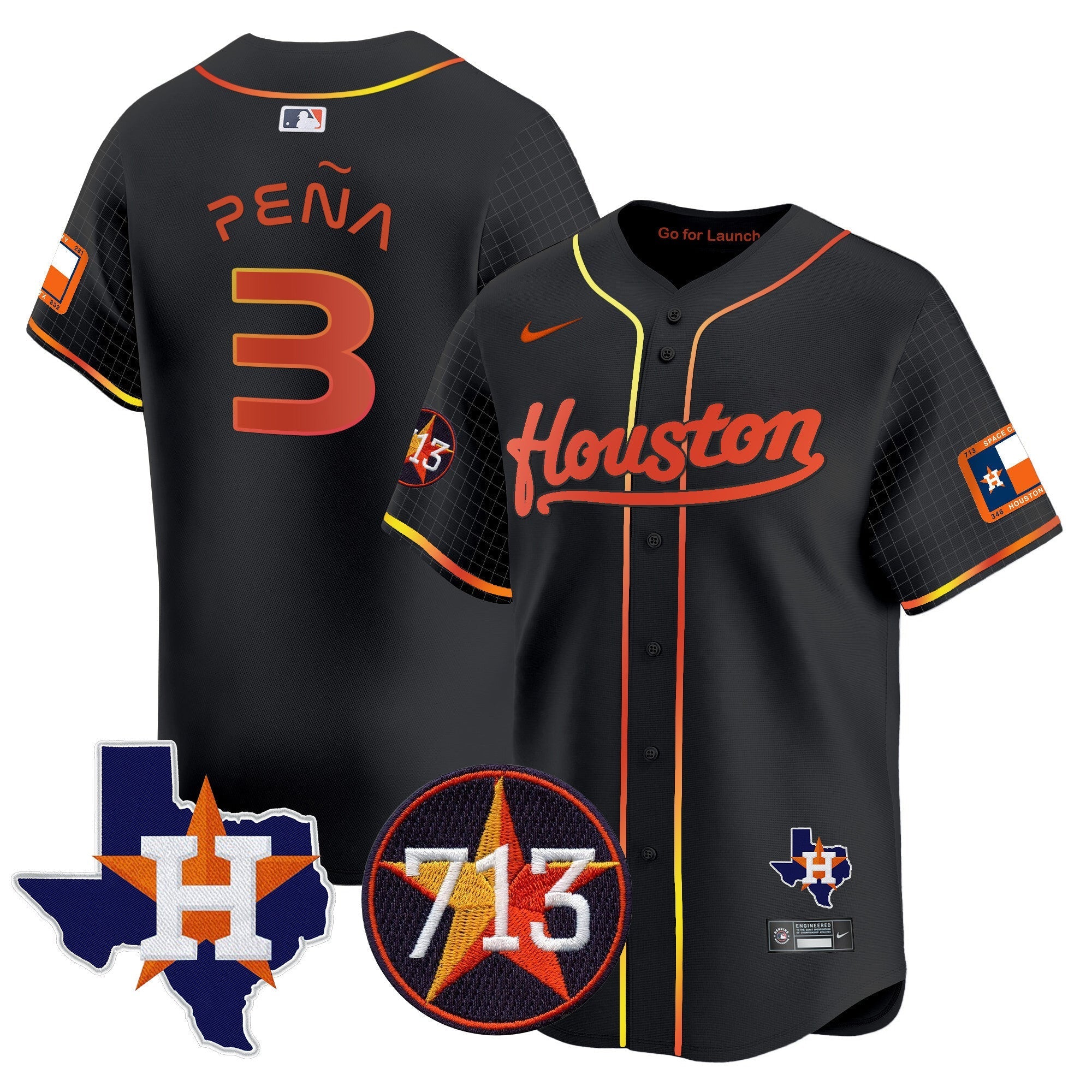 Men's Astros Space City 713 Patch Vapor Premier Limited Jersey - All Stitched