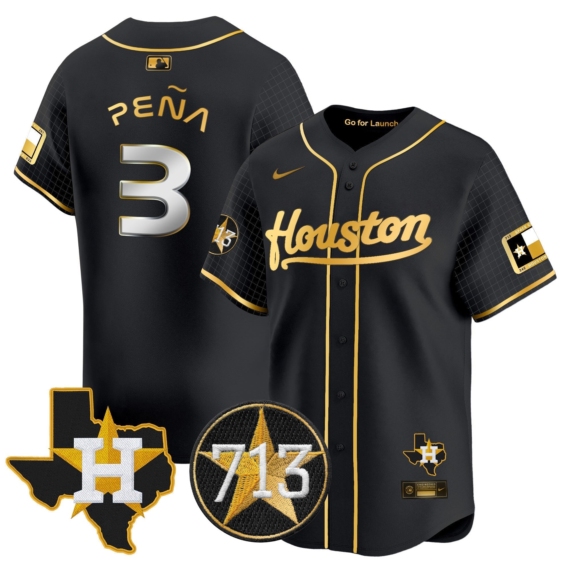 Men's Astros Space City 713 Patch Vapor Premier Limited Jersey - All Stitched