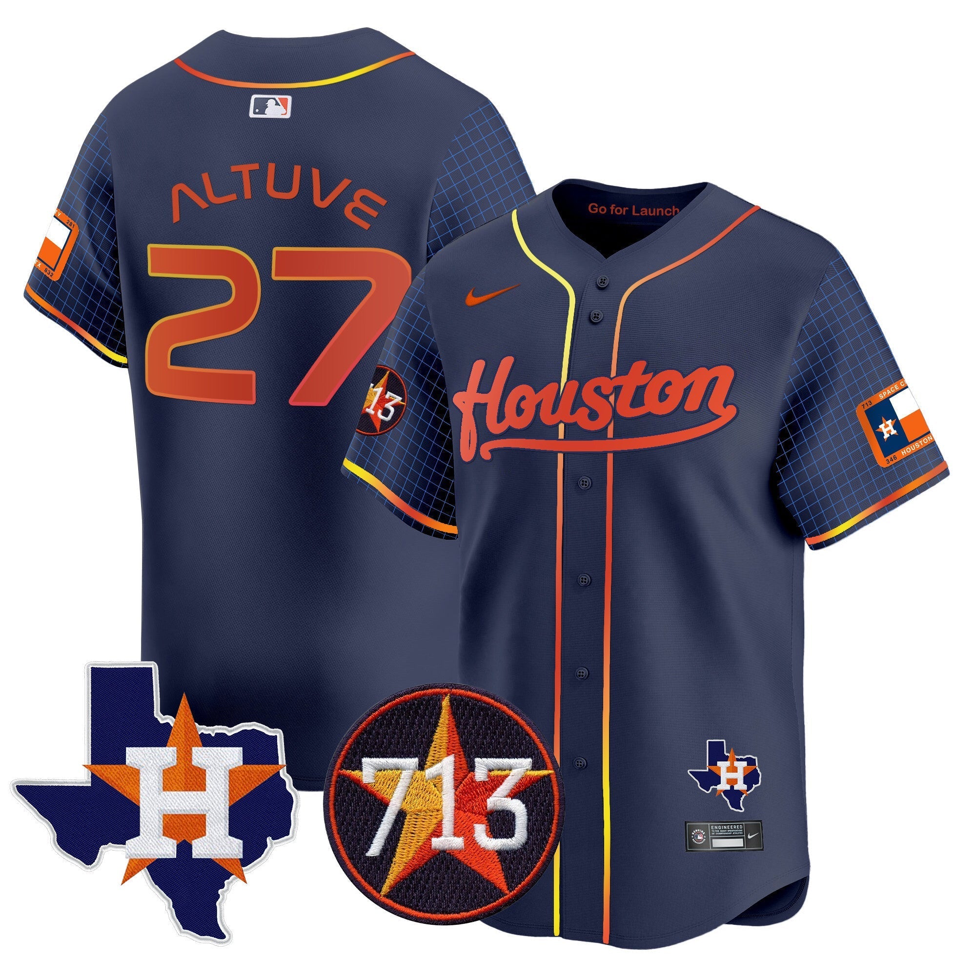 Men's Astros Space City 713 Patch Vapor Premier Limited Jersey - All Stitched