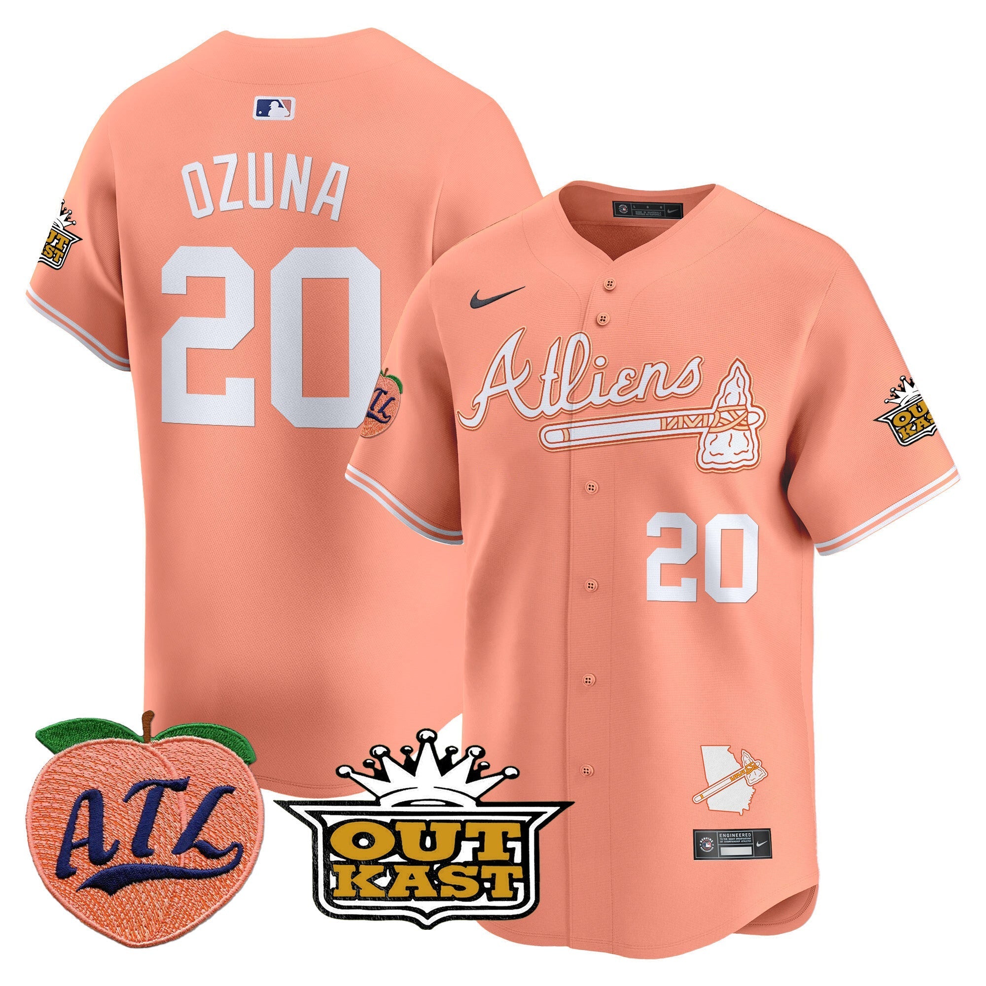 Men's Atlanta Braves Atliens & Peach Vapor Premier Limited Jersey - All Stitched