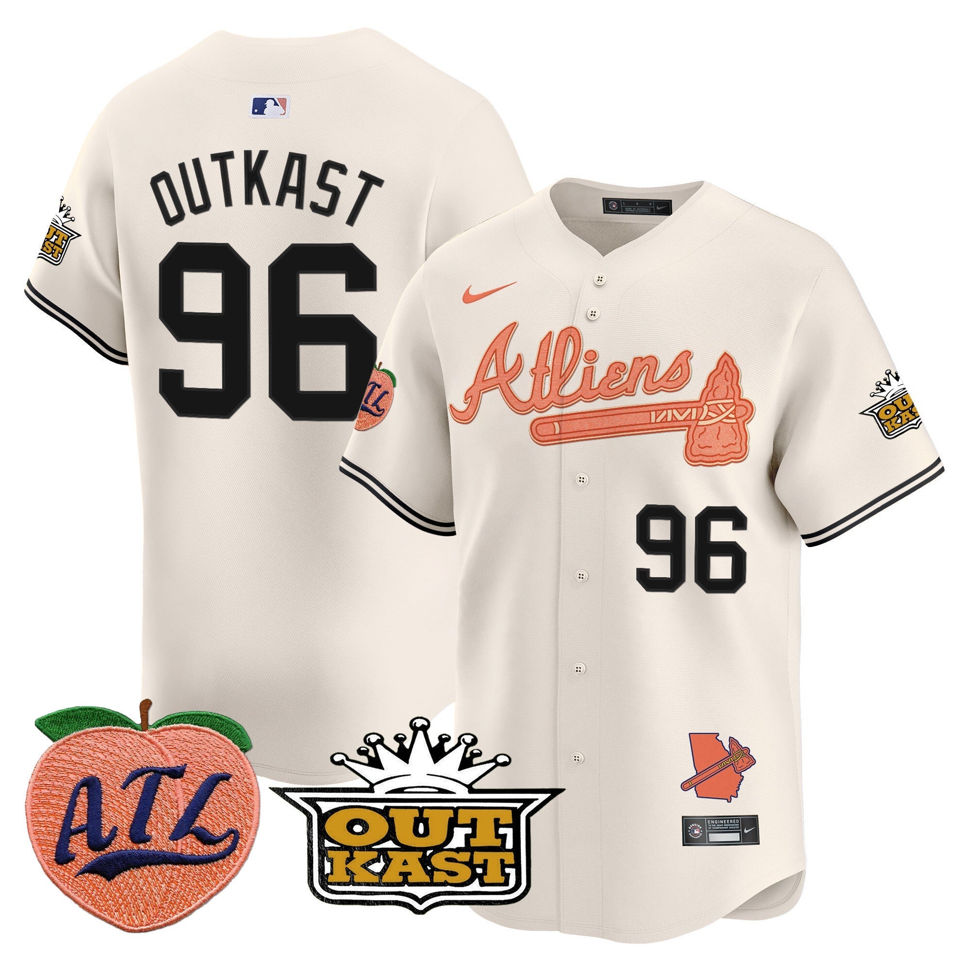 Men's Atlanta Braves Atliens & Peach Vapor Premier Limited Jersey - All Stitched