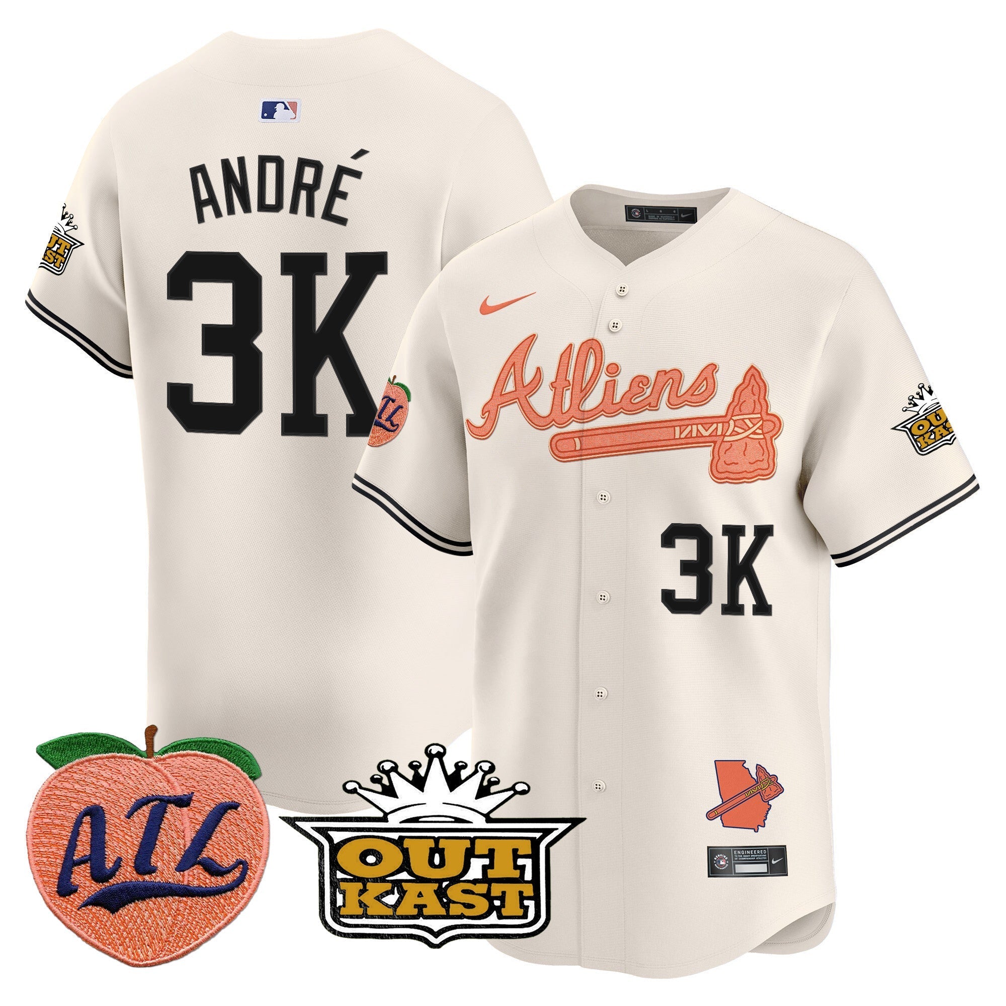 Men's Atlanta Braves Atliens & Peach Vapor Premier Limited Jersey - All Stitched