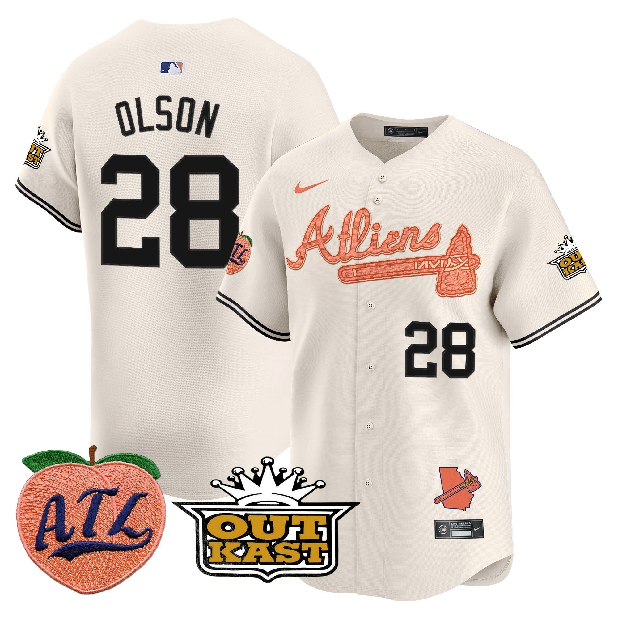Men's Atlanta Braves Atliens & Peach Vapor Premier Limited Jersey - All Stitched