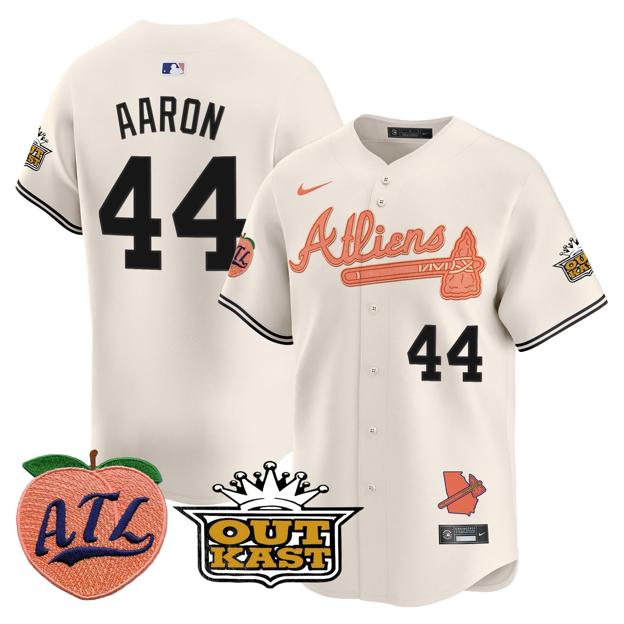 Men's Atlanta Braves Atliens & Peach Vapor Premier Limited Jersey - All Stitched