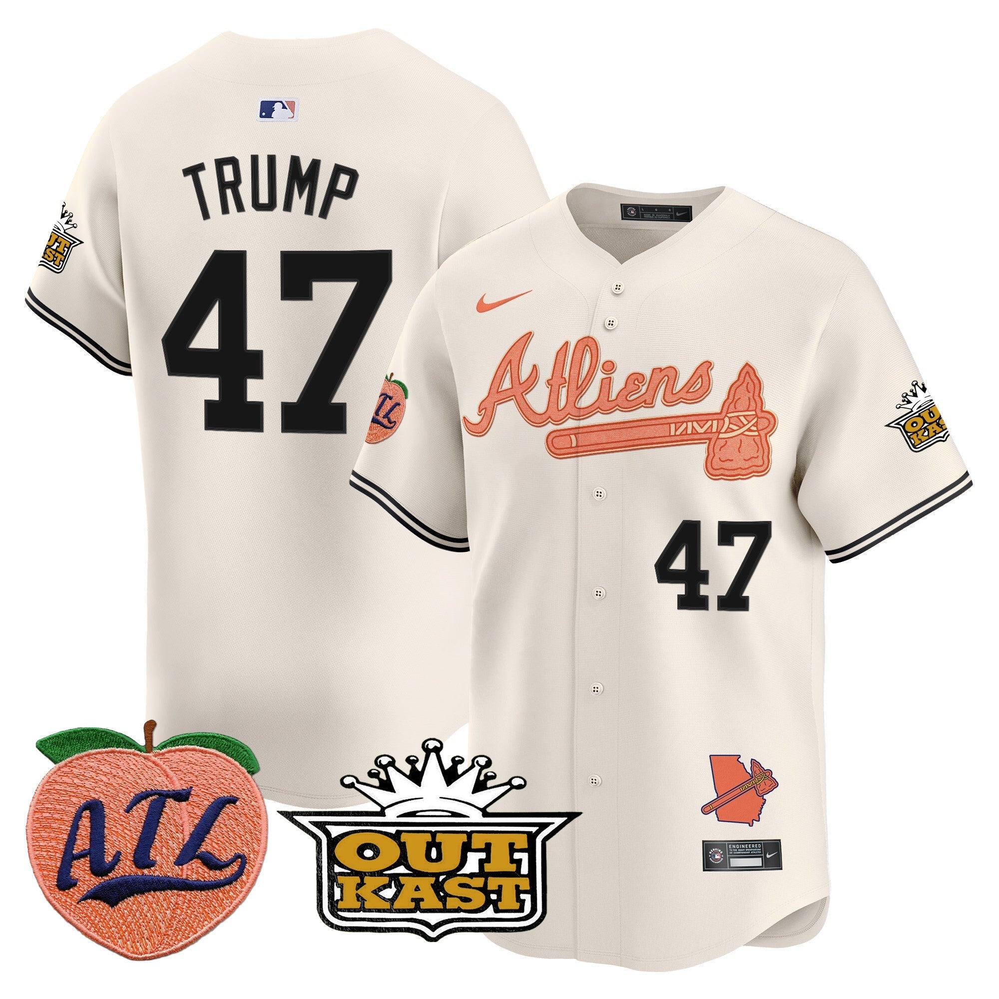 Men's Atlanta Braves Atliens & Peach Vapor Premier Limited Jersey - All Stitched