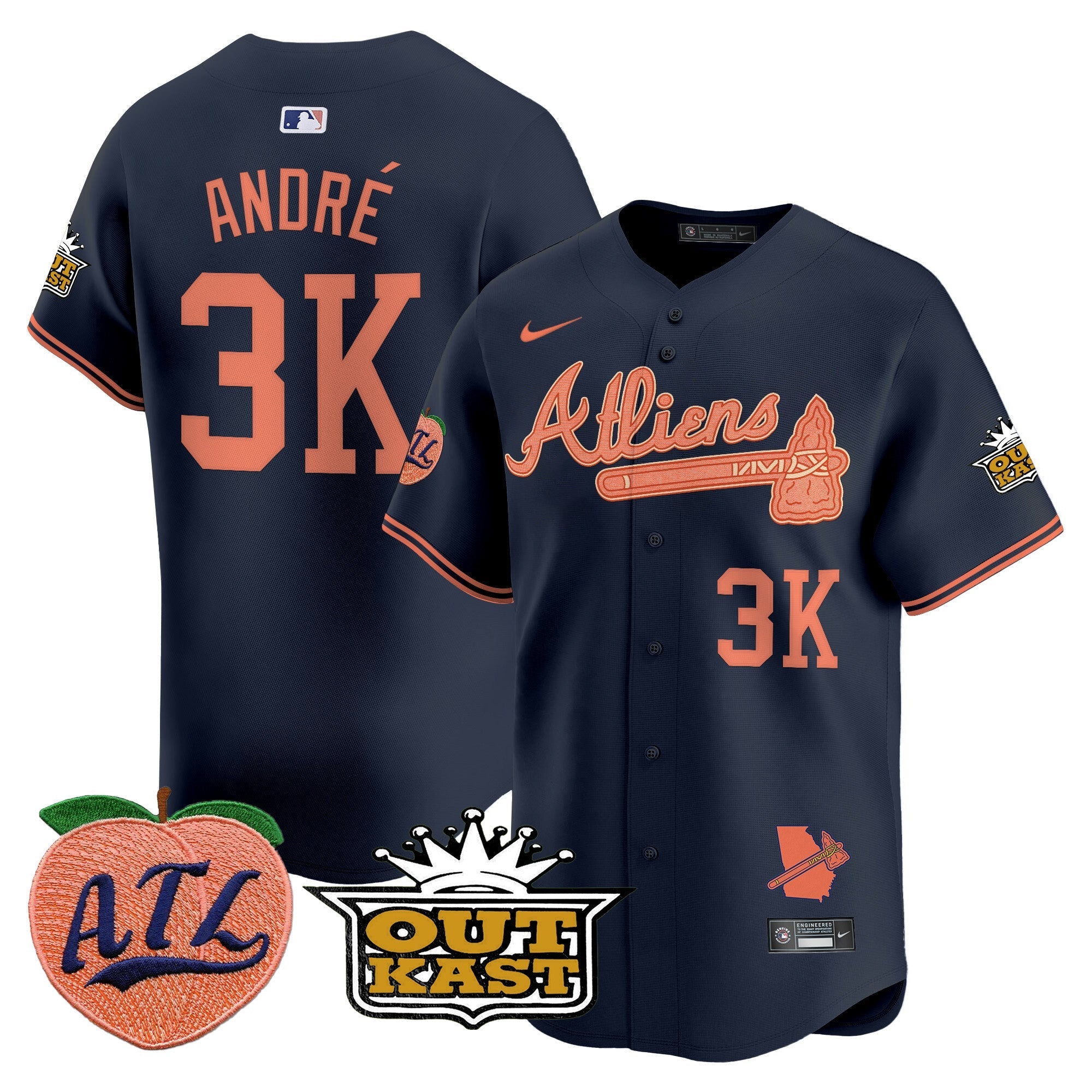 Men's Atlanta Braves Atliens & Peach Vapor Premier Limited Jersey - All Stitched