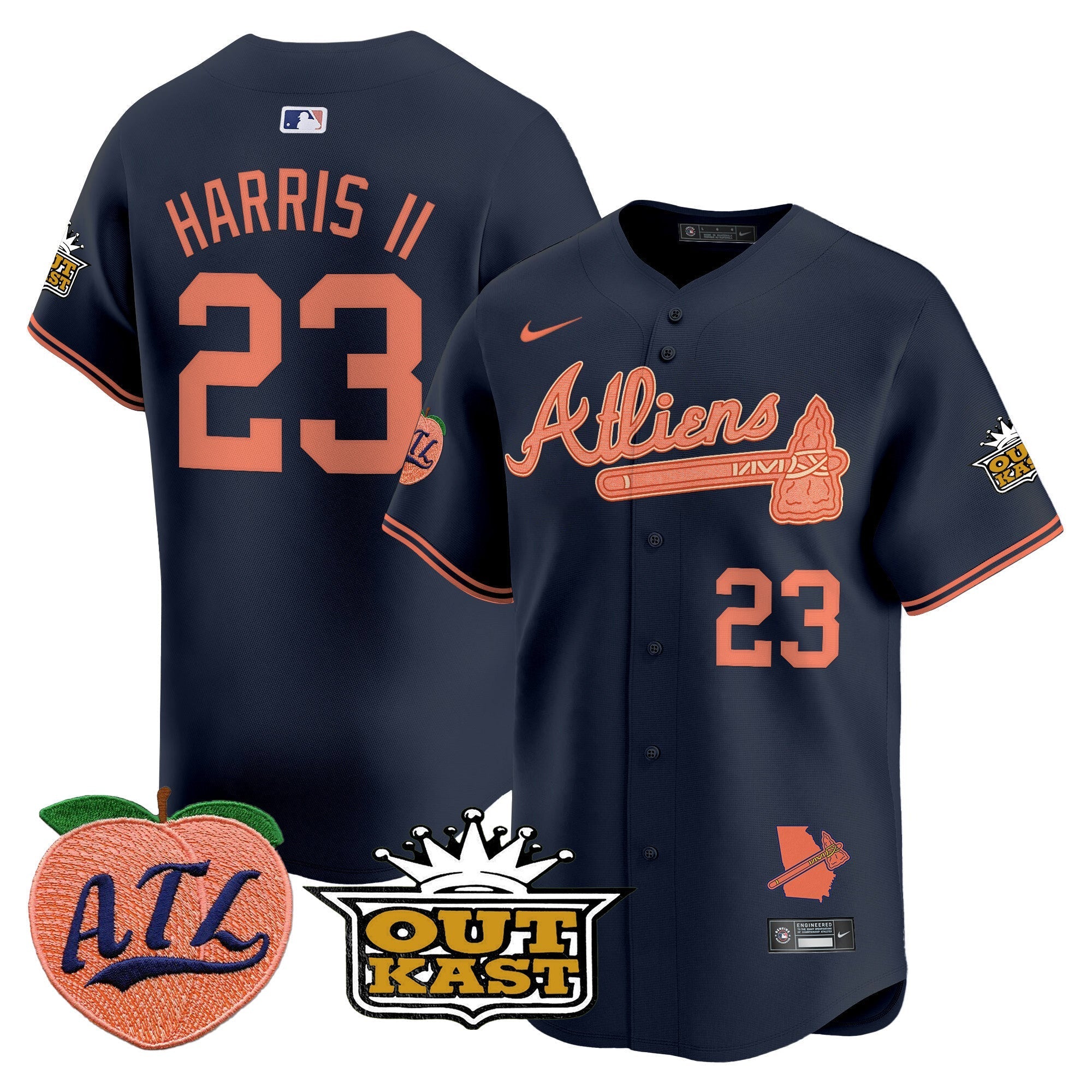 Men's Atlanta Braves Atliens & Peach Vapor Premier Limited Jersey - All Stitched