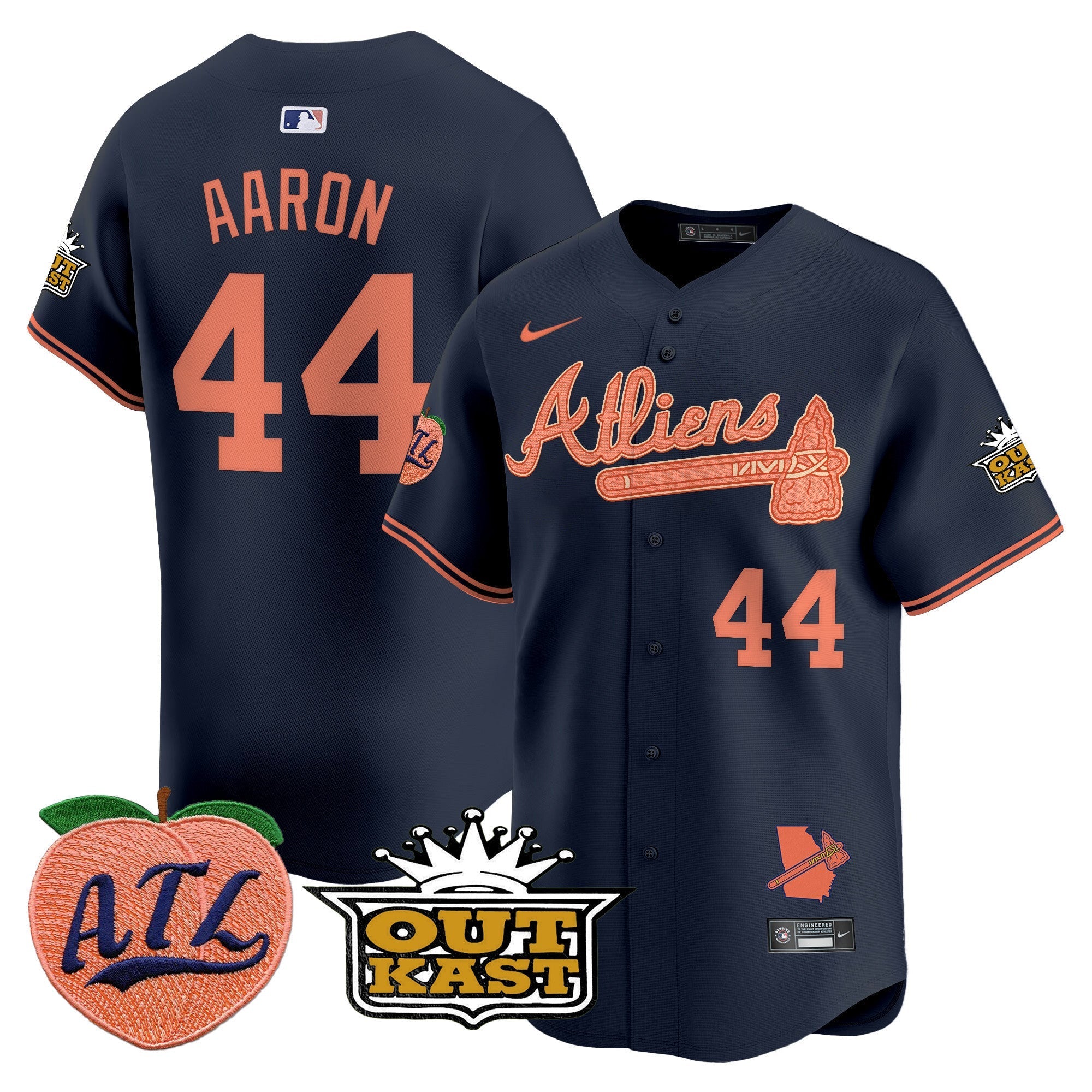 Men's Atlanta Braves Atliens & Peach Vapor Premier Limited Jersey - All Stitched