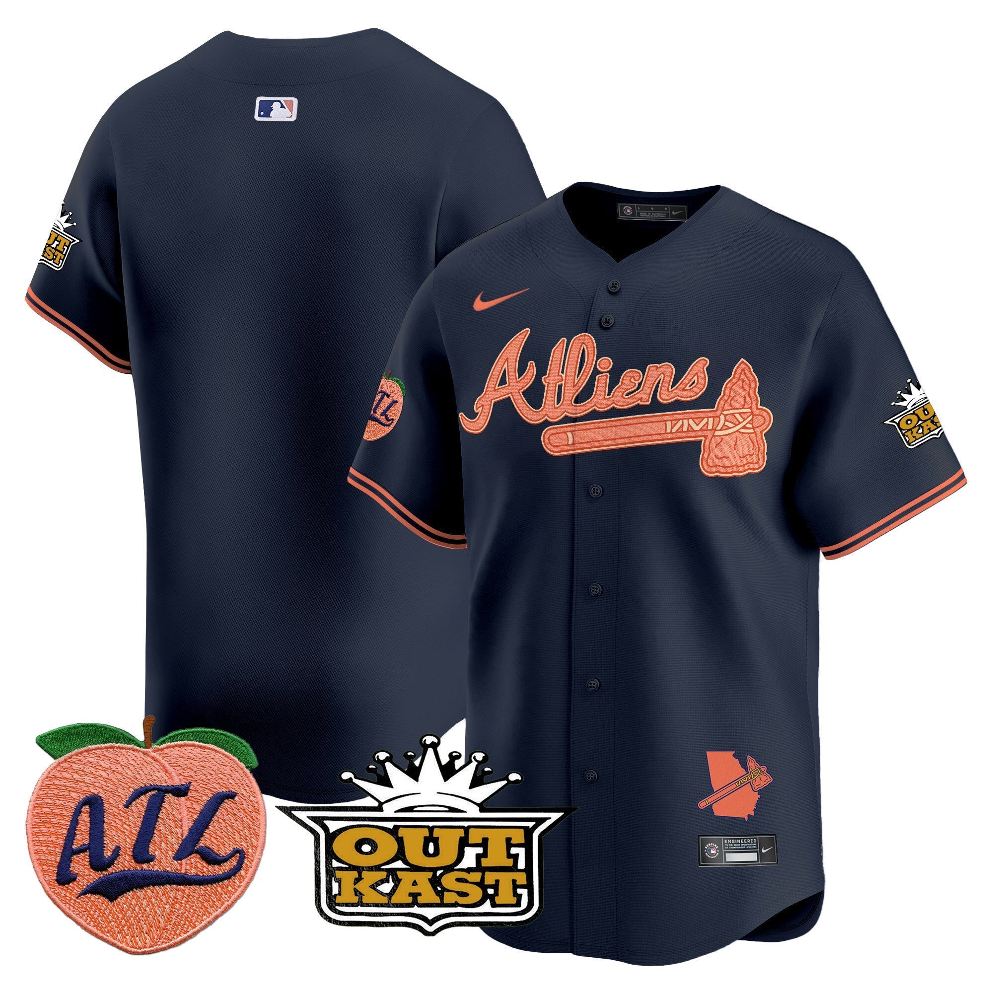 Men's Atlanta Braves Atliens & Peach Vapor Premier Limited Jersey - All Stitched