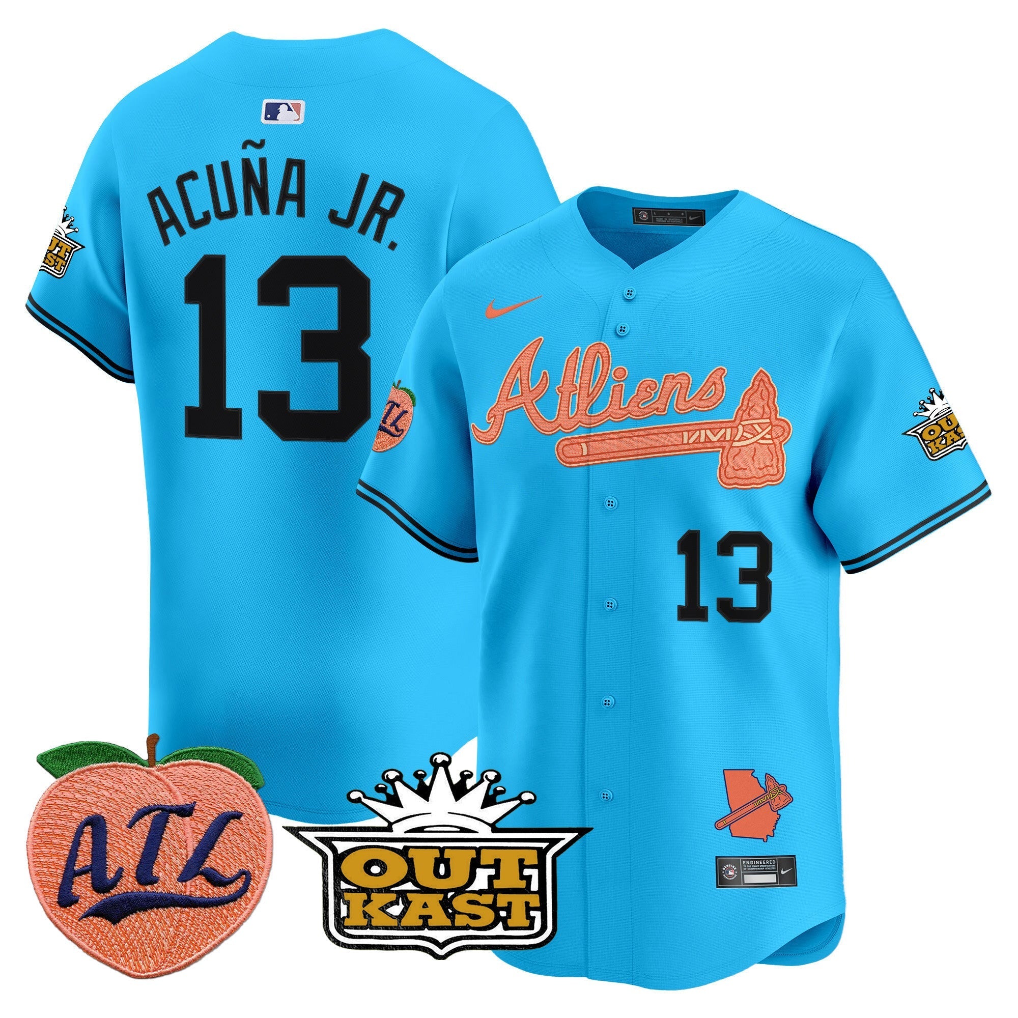 Men's Atlanta Braves Atliens & Peach Vapor Premier Limited Jersey - All Stitched