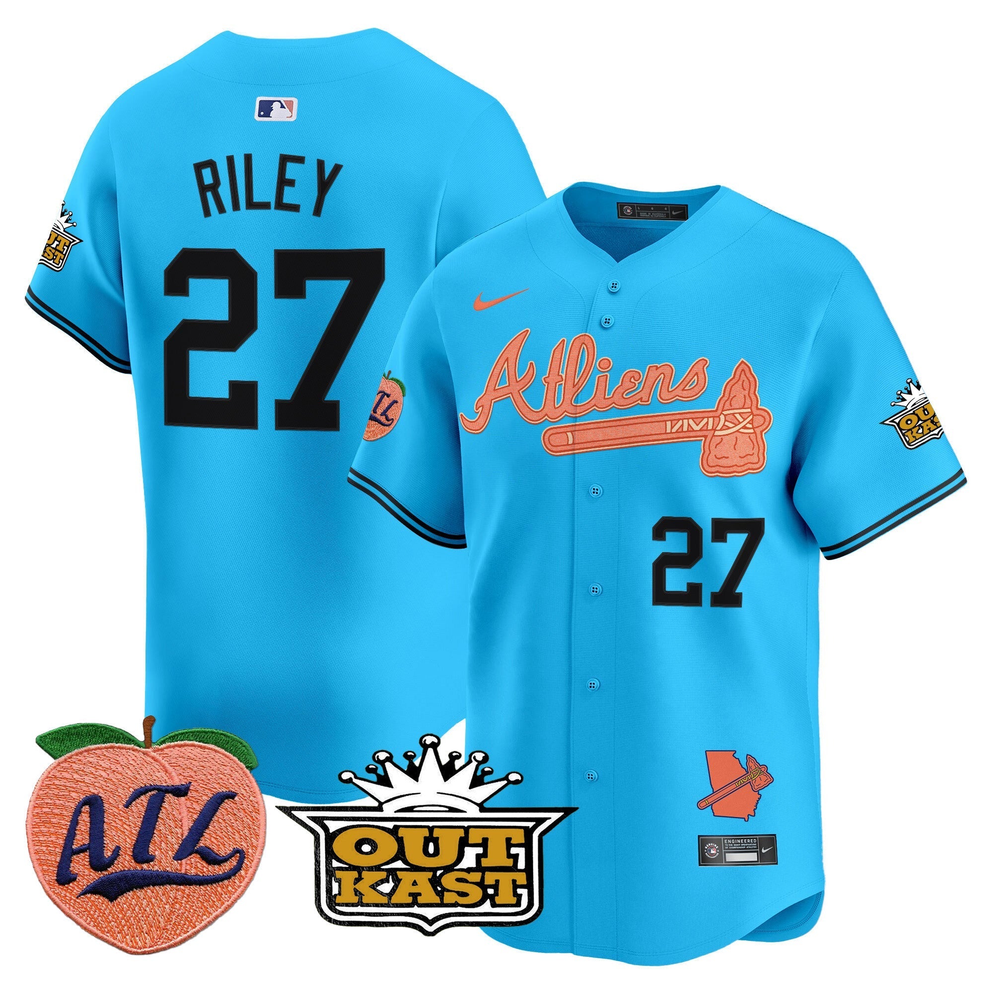 Men's Atlanta Braves Atliens & Peach Vapor Premier Limited Jersey - All Stitched
