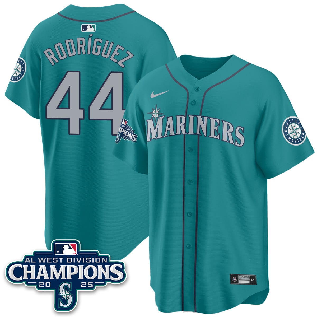 Seattle Mariners 2025 AL West Division Champions Jersey - All Stitched
