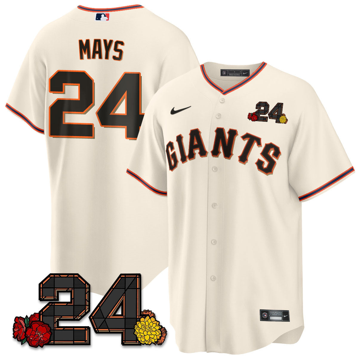 Men's San Francisco Giants 2024 Vapor Premier Limited Jersey - Willie Mays Patch
