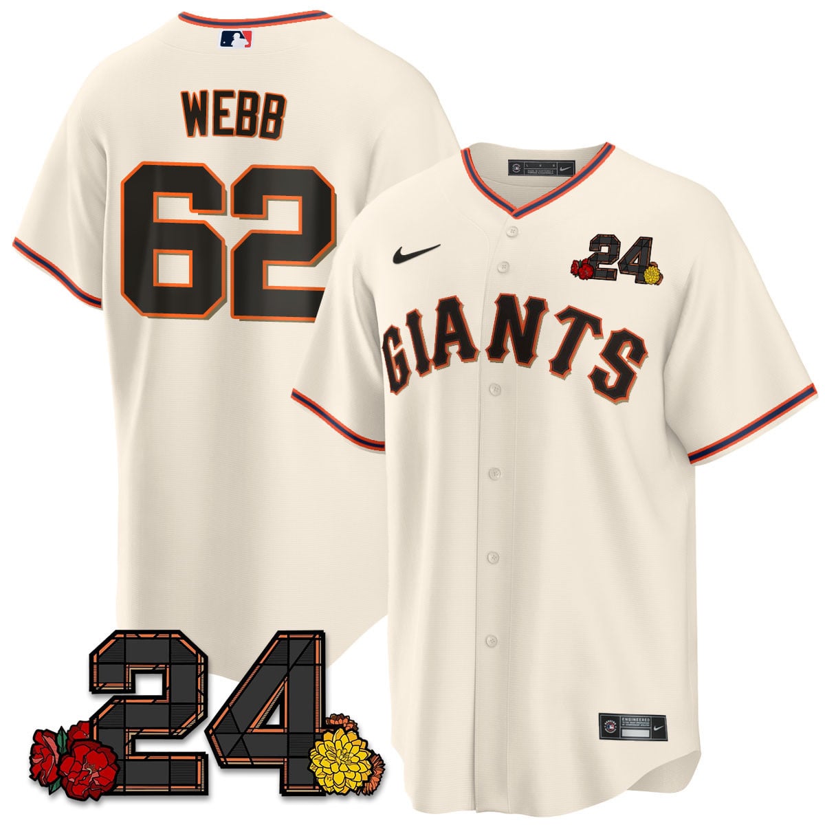 Men's San Francisco Giants 2024 Vapor Premier Limited Jersey - Willie Mays Patch