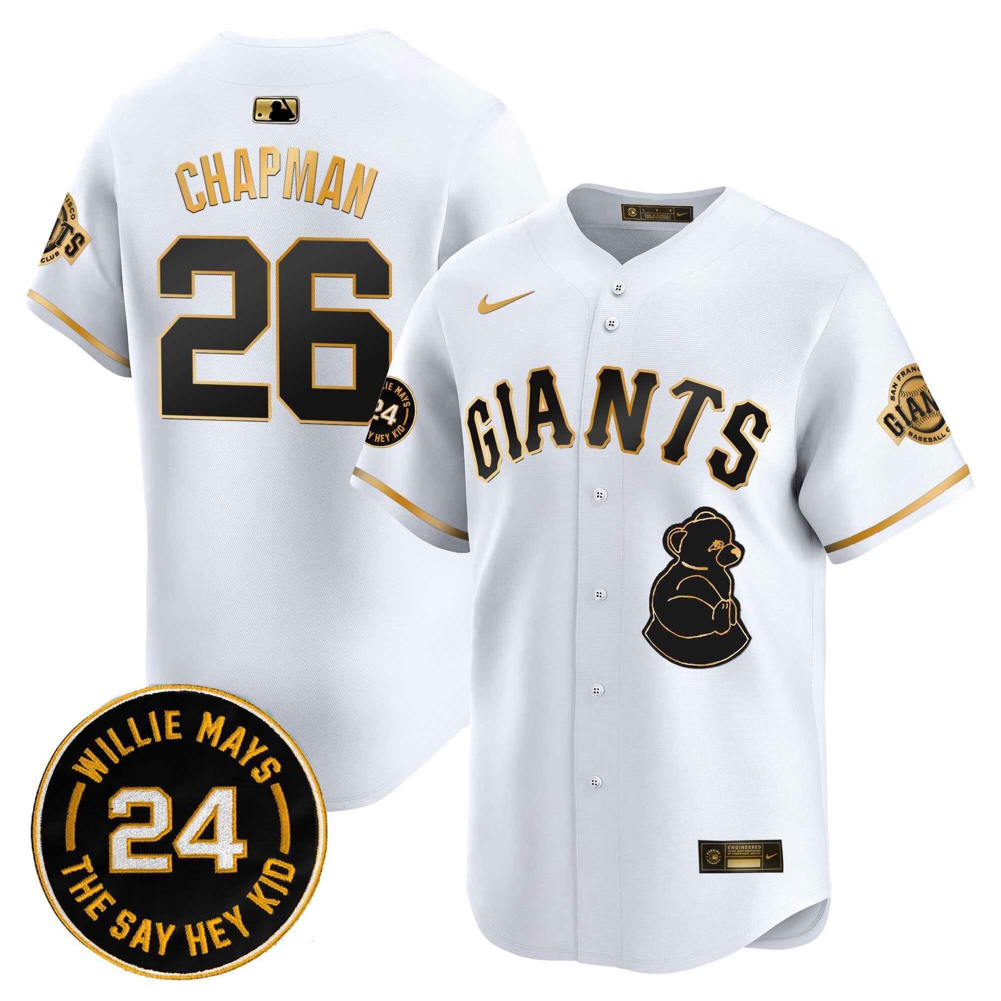 Men's San Francisco Giants 2024 Willie Mays Patch Vapor Premier Limited Jersey V4 - All Stitched