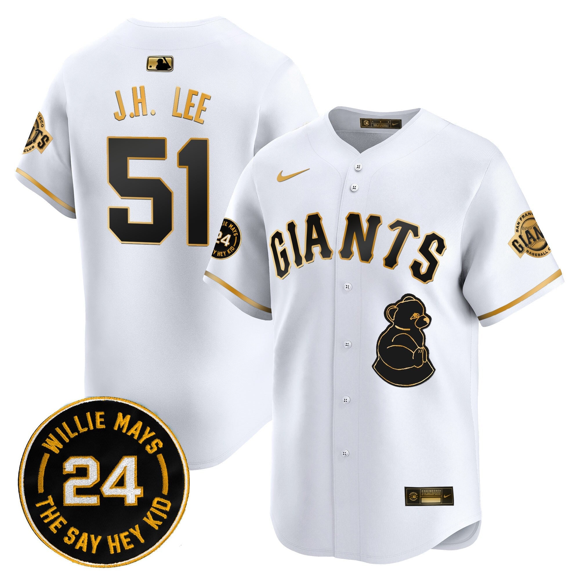 Men's San Francisco Giants 2024 Willie Mays Patch Vapor Premier Limited Jersey V4 - All Stitched