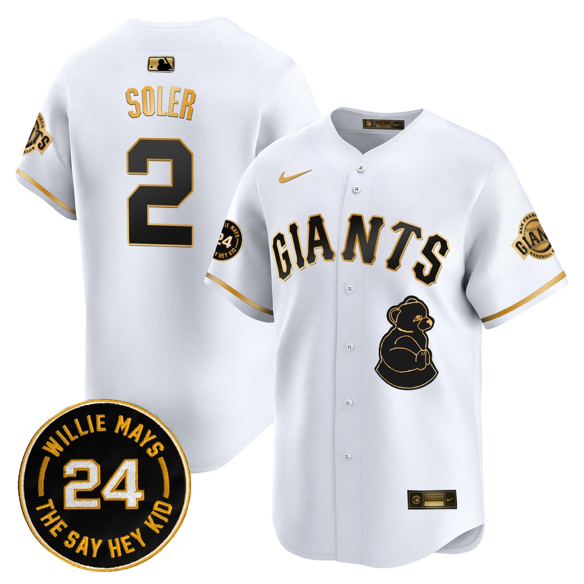 Men's San Francisco Giants 2024 Willie Mays Patch Vapor Premier Limited Jersey V4 - All Stitched
