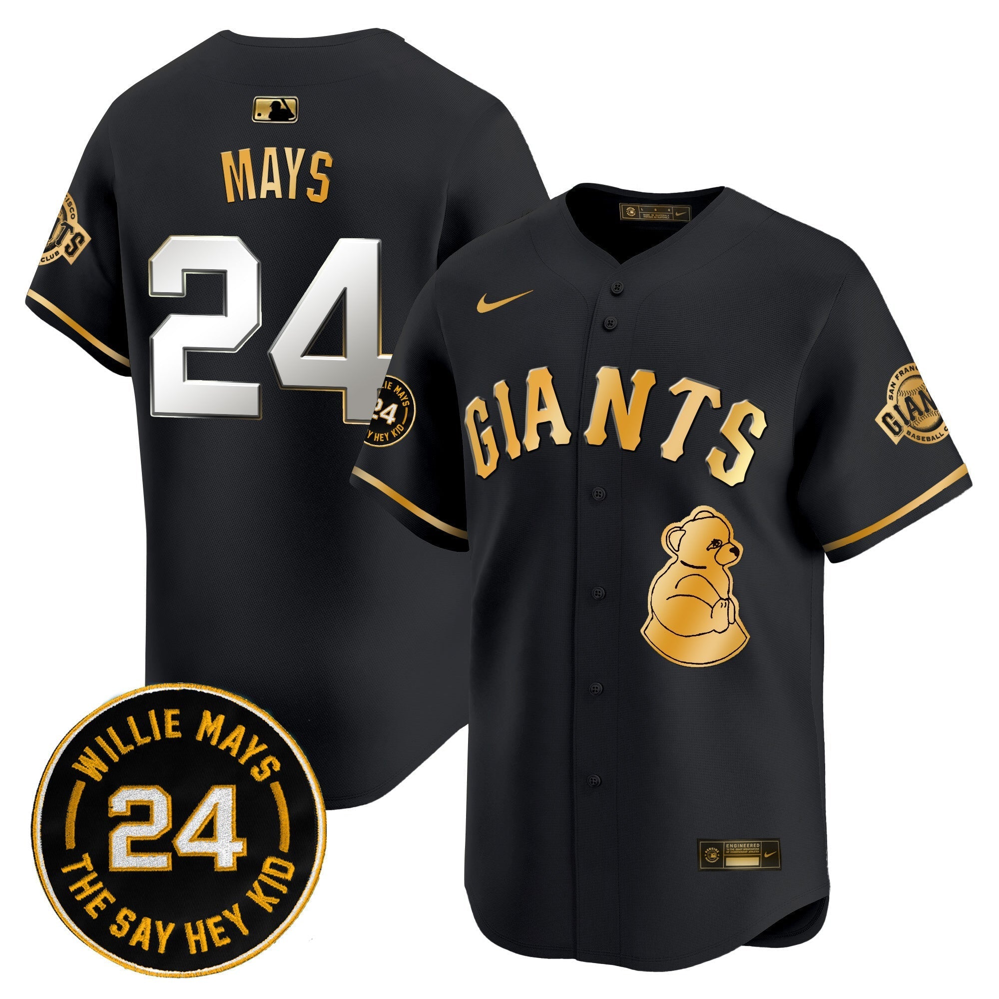 Men's San Francisco Giants 2024 Willie Mays Patch Vapor Premier Limited Jersey V4 - All Stitched