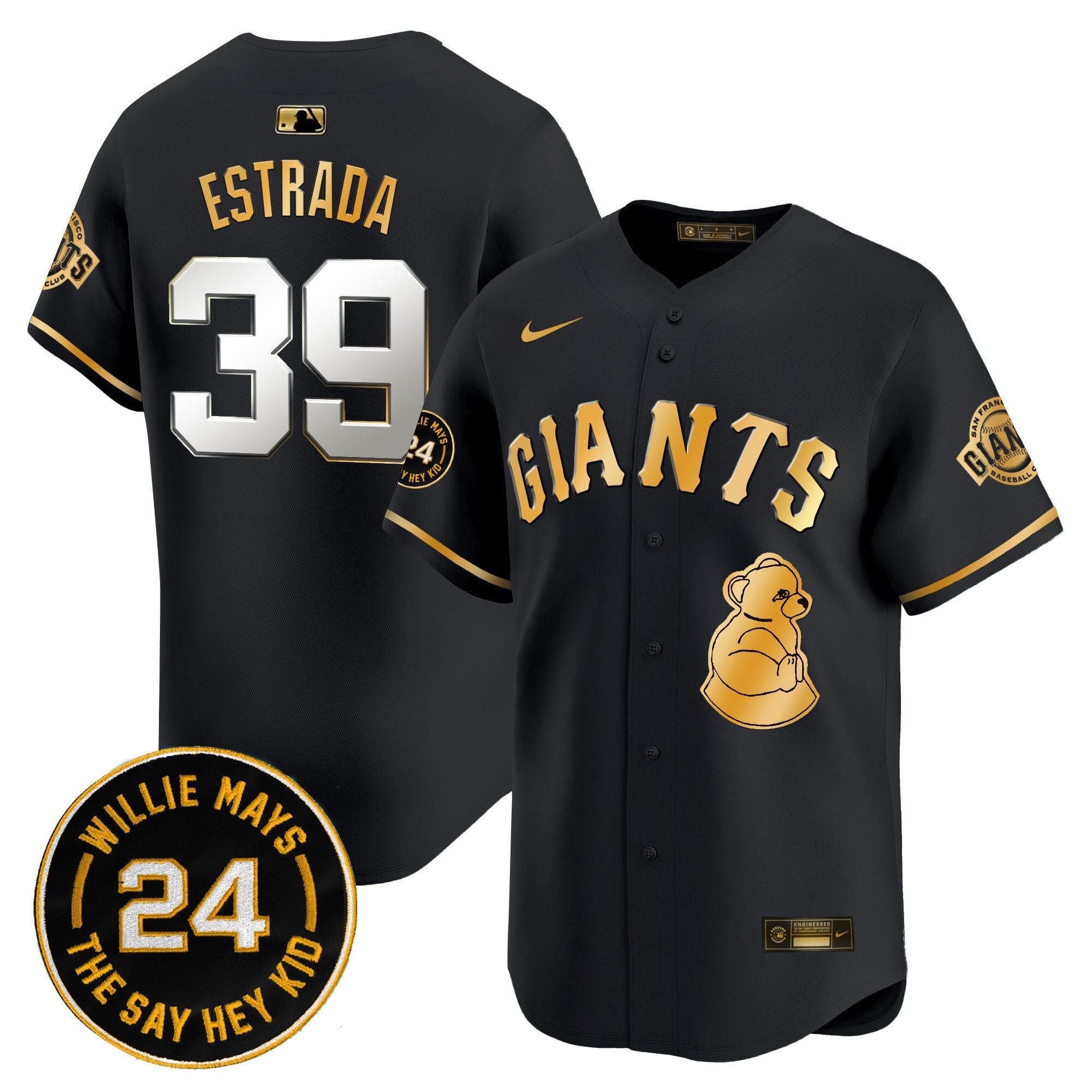 Men's San Francisco Giants 2024 Willie Mays Patch Vapor Premier Limited Jersey V4 - All Stitched