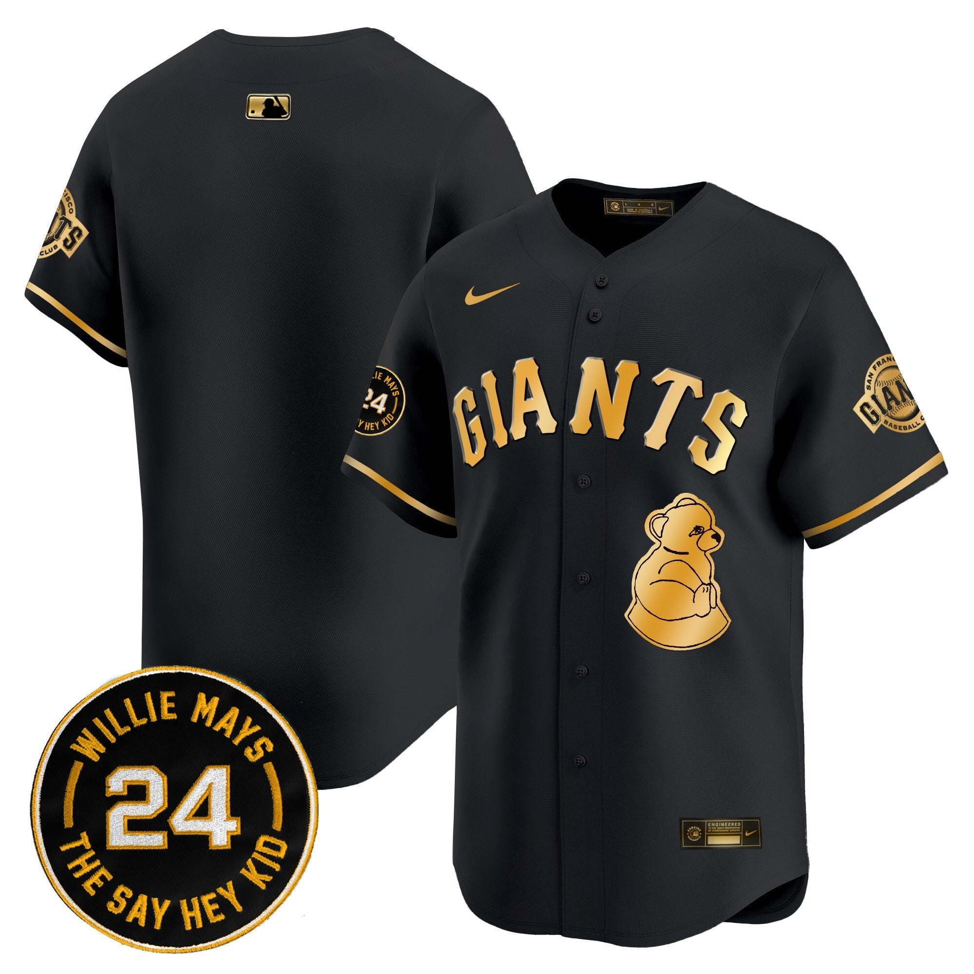 Men's San Francisco Giants 2024 Willie Mays Patch Vapor Premier Limited Jersey V4 - All Stitched