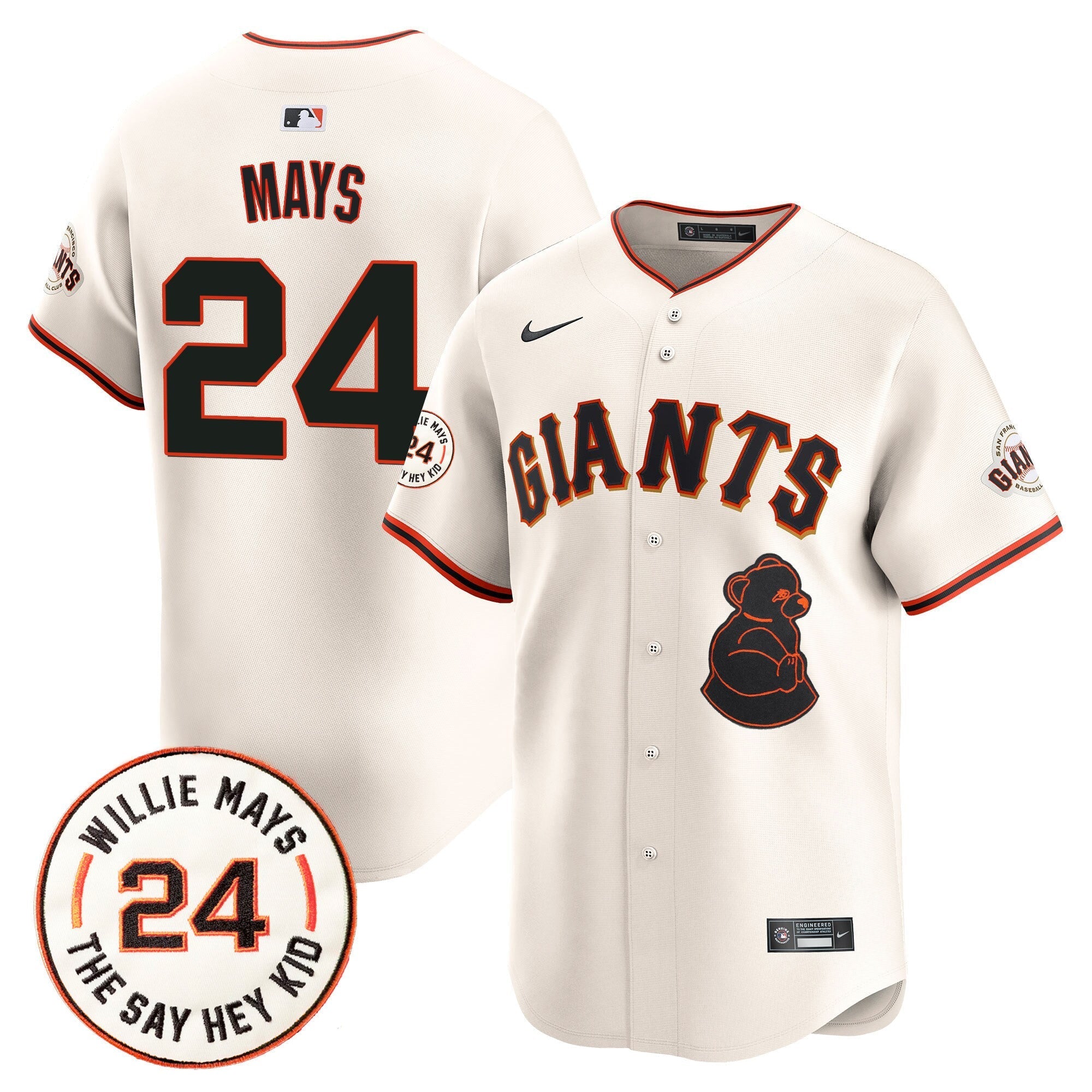 Men's San Francisco Giants 2024 Willie Mays Patch Vapor Premier Limited Jersey V4 - All Stitched