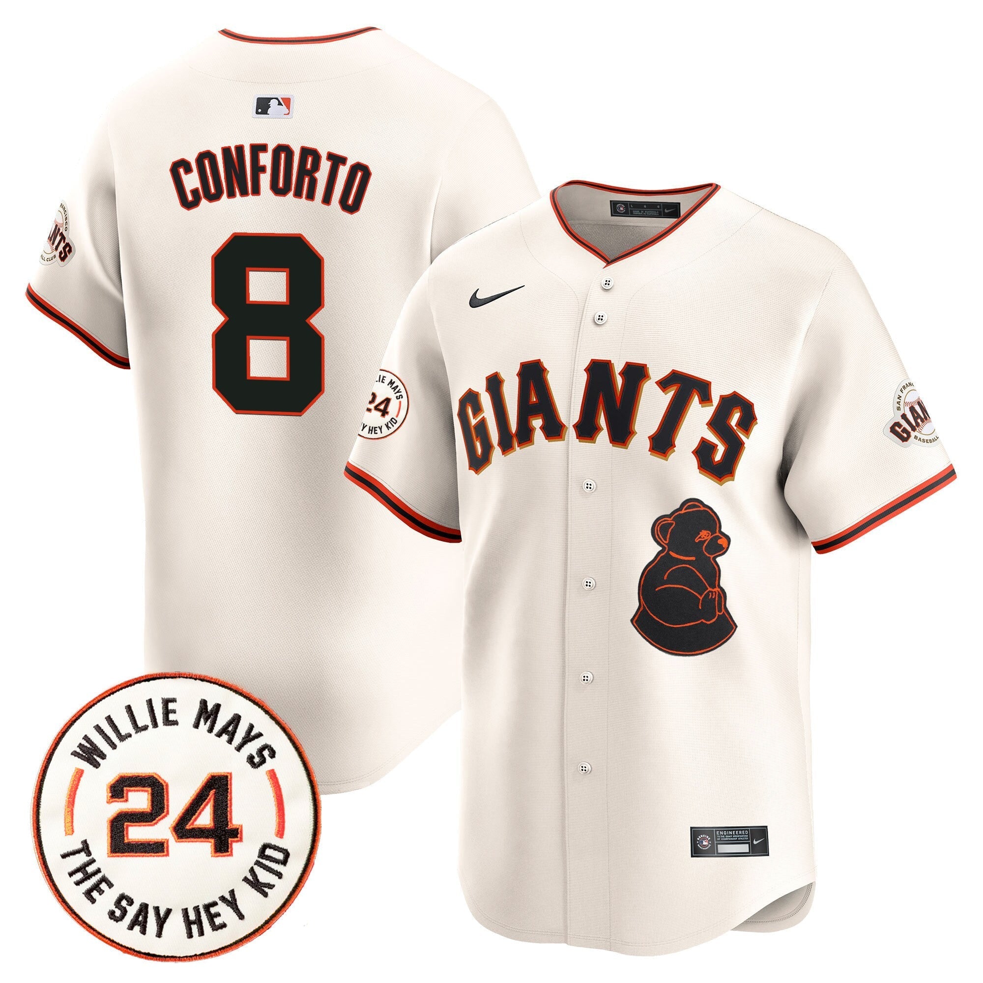 Men's San Francisco Giants 2024 Willie Mays Patch Vapor Premier Limited Jersey V4 - All Stitched