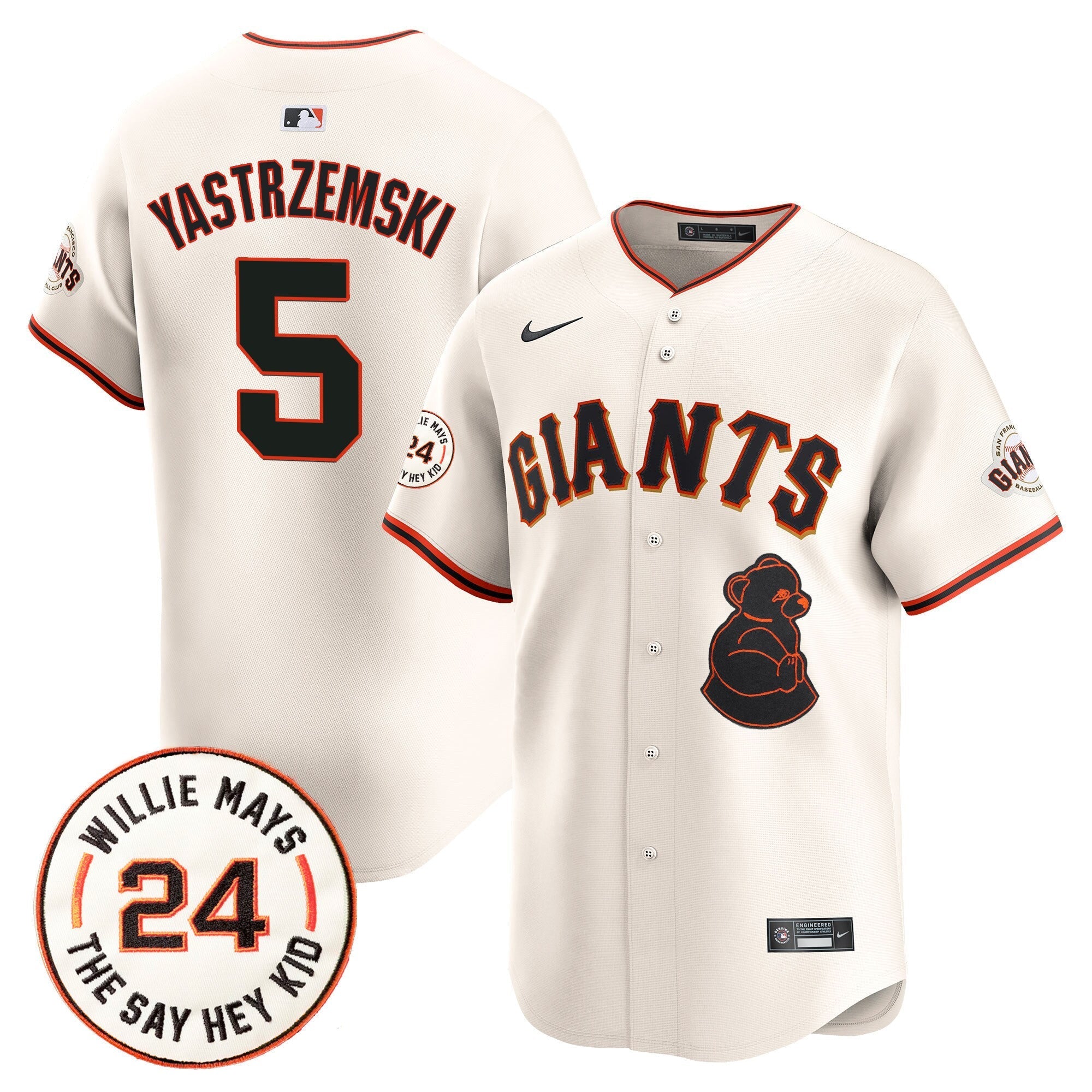 Men's San Francisco Giants 2024 Willie Mays Patch Vapor Premier Limited Jersey V4 - All Stitched