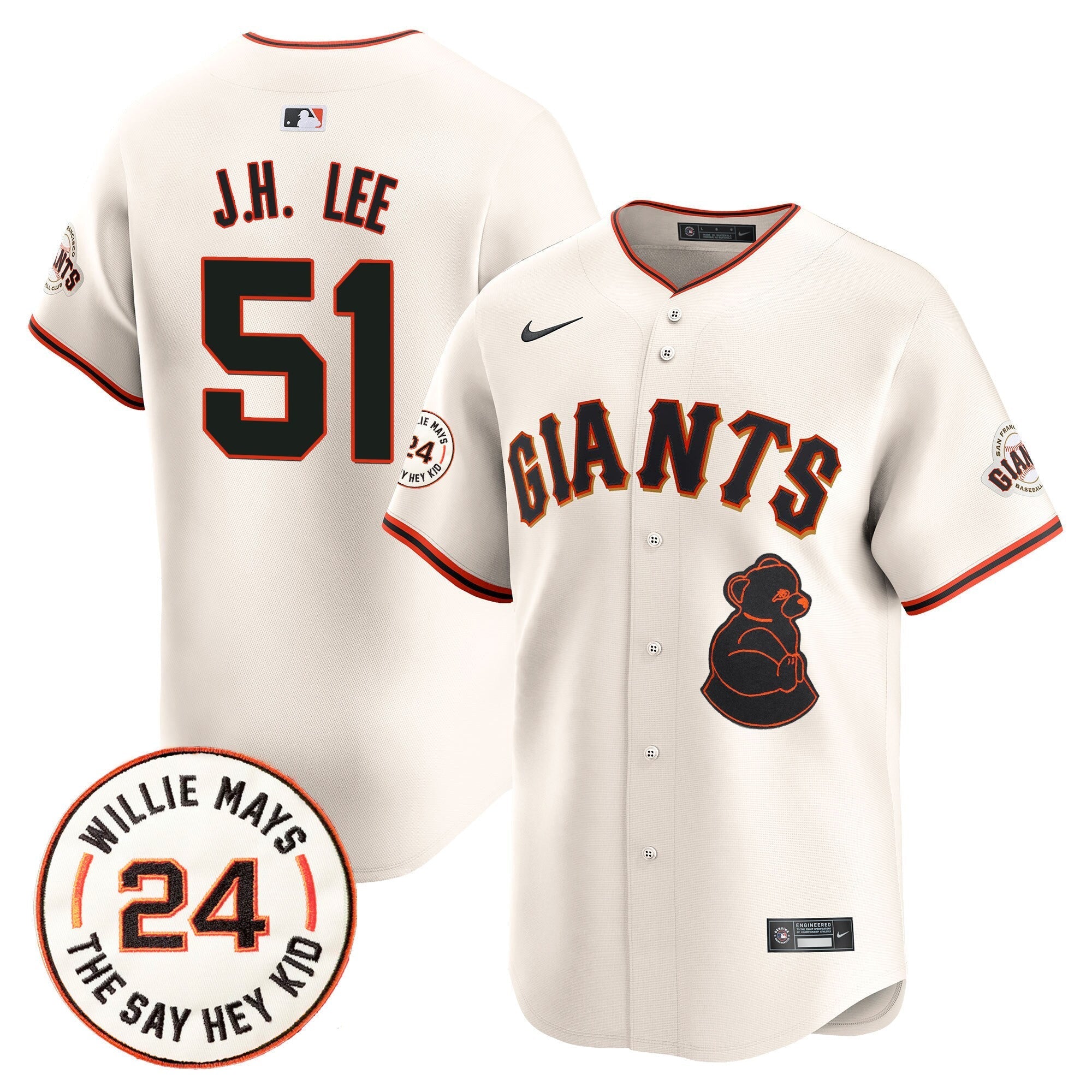 Men's San Francisco Giants 2024 Willie Mays Patch Vapor Premier Limited Jersey V4 - All Stitched