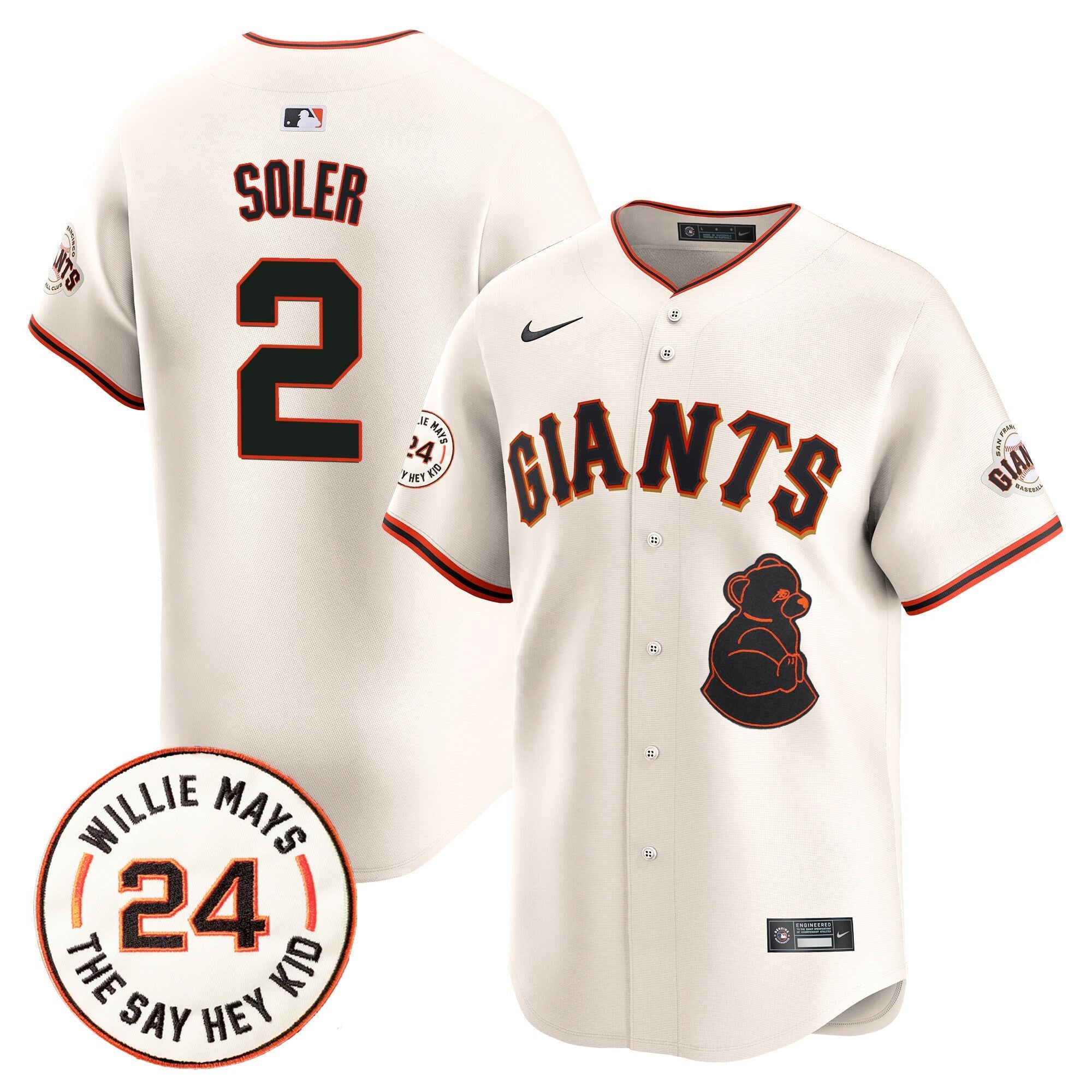 Men's San Francisco Giants 2024 Willie Mays Patch Vapor Premier Limited Jersey V4 - All Stitched