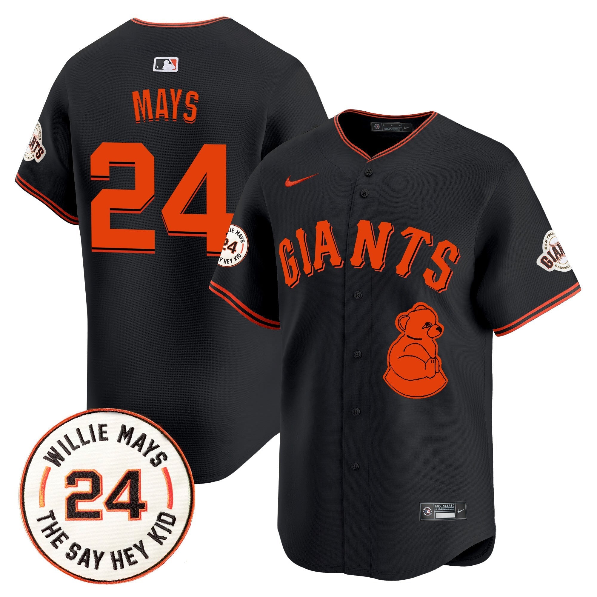 Men's San Francisco Giants 2024 Willie Mays Patch Vapor Premier Limited Jersey V4 - All Stitched