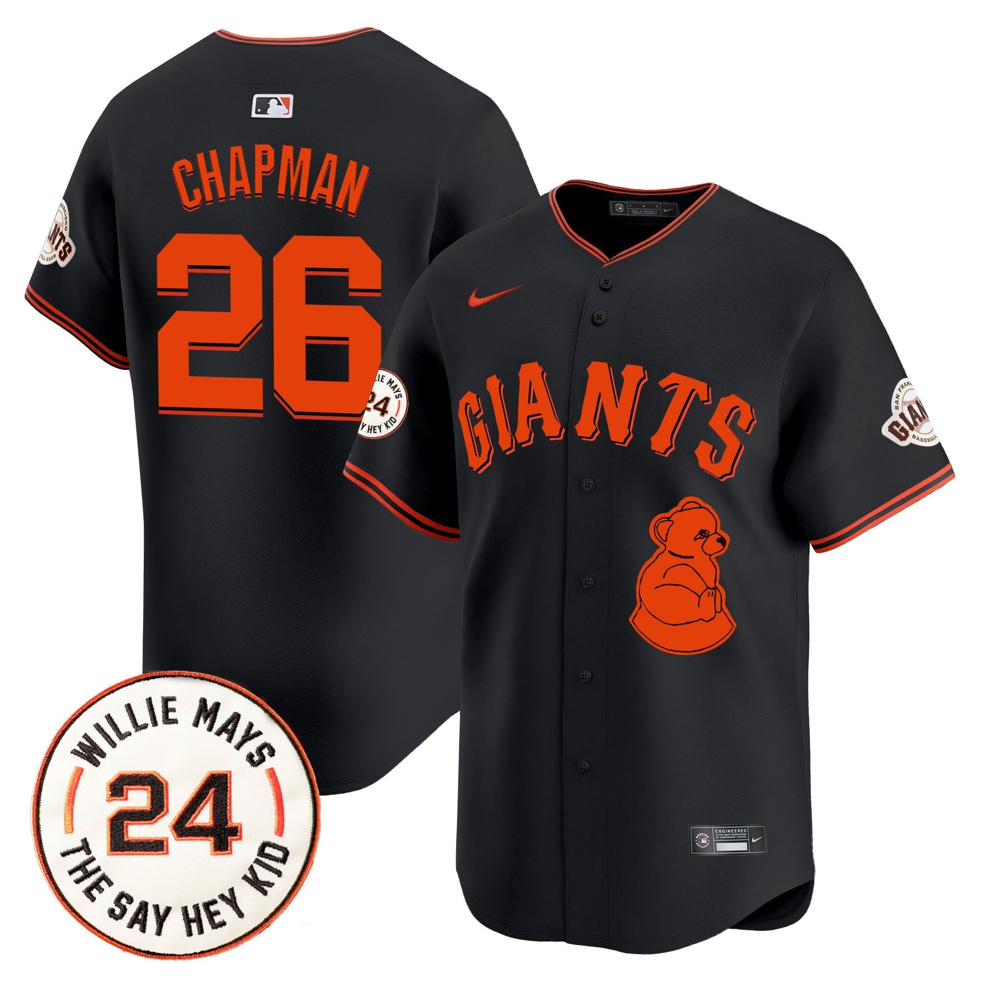 Men's San Francisco Giants 2024 Willie Mays Patch Vapor Premier Limited Jersey V4 - All Stitched