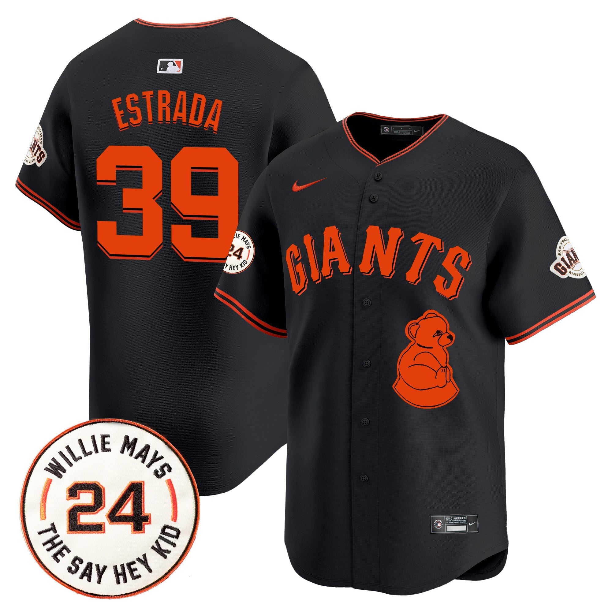 Men's San Francisco Giants 2024 Willie Mays Patch Vapor Premier Limited Jersey V4 - All Stitched