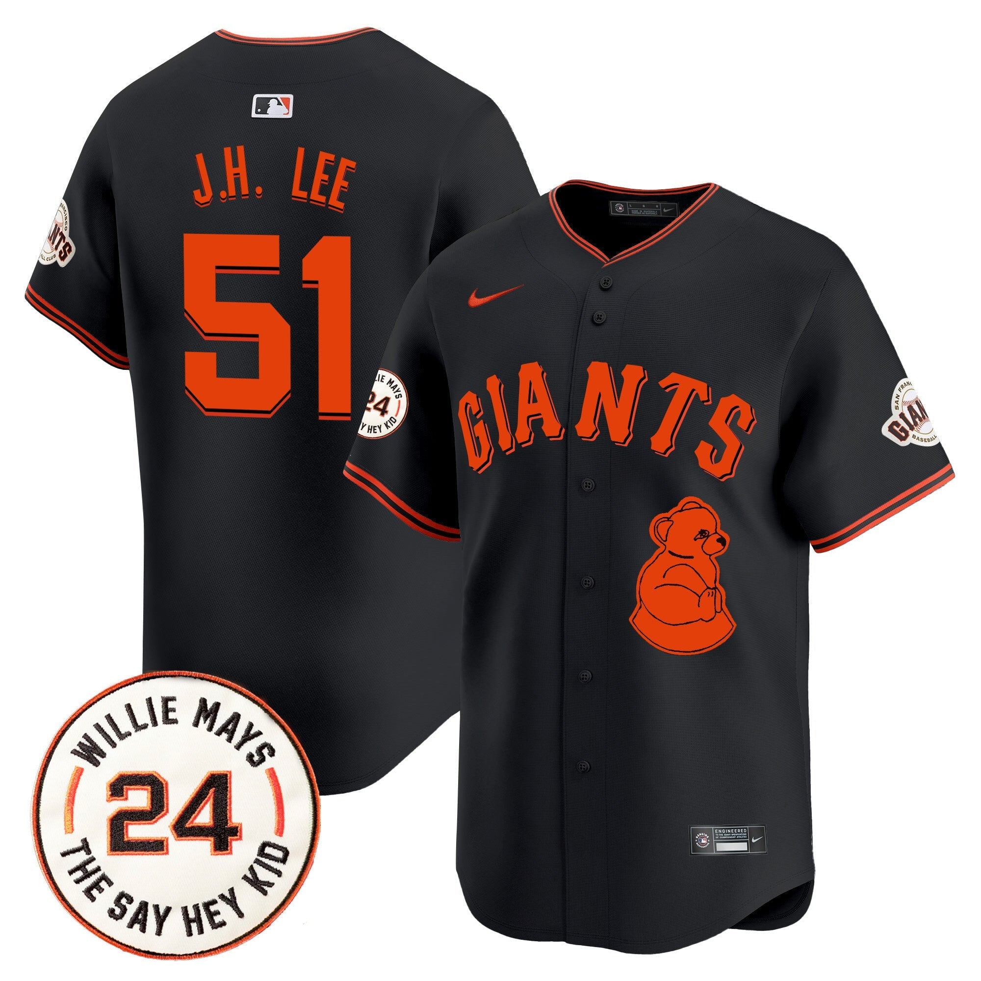 Men's San Francisco Giants 2024 Willie Mays Patch Vapor Premier Limited Jersey V4 - All Stitched