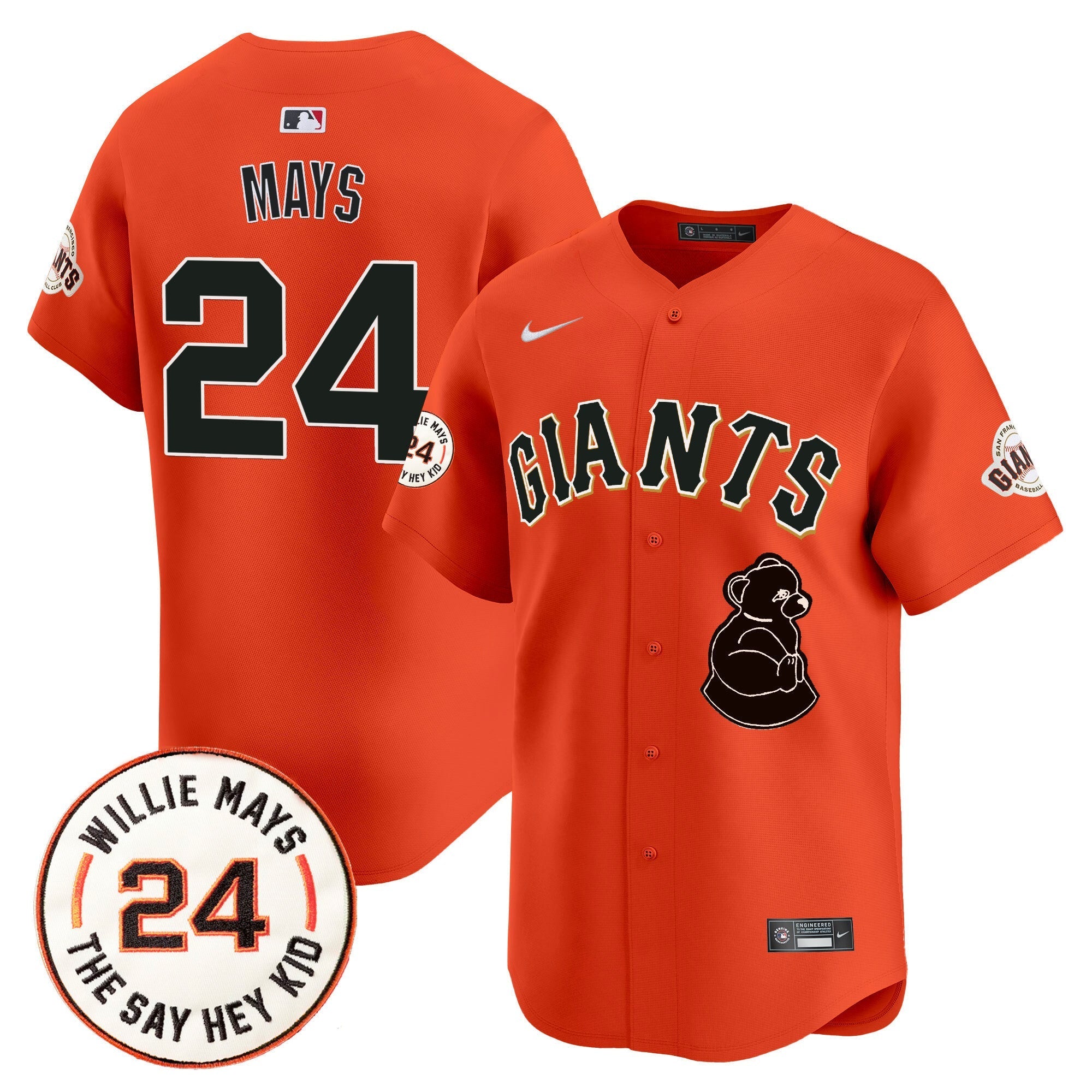 Men's San Francisco Giants 2024 Willie Mays Patch Vapor Premier Limited Jersey V4 - All Stitched