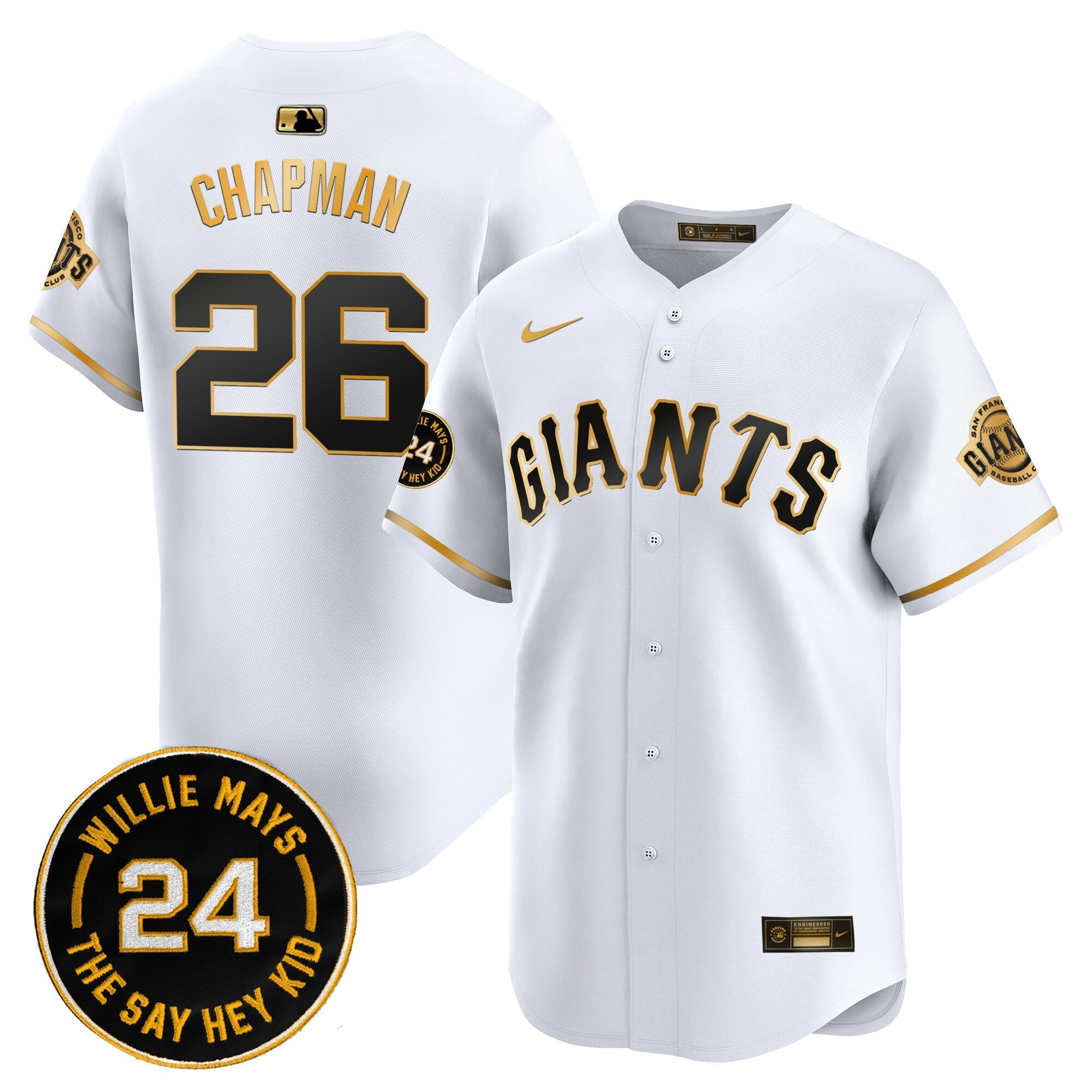 Men's San Francisco Giants 2024 Willie Mays Patch Vapor Premier Limited Jersey - All Stitched