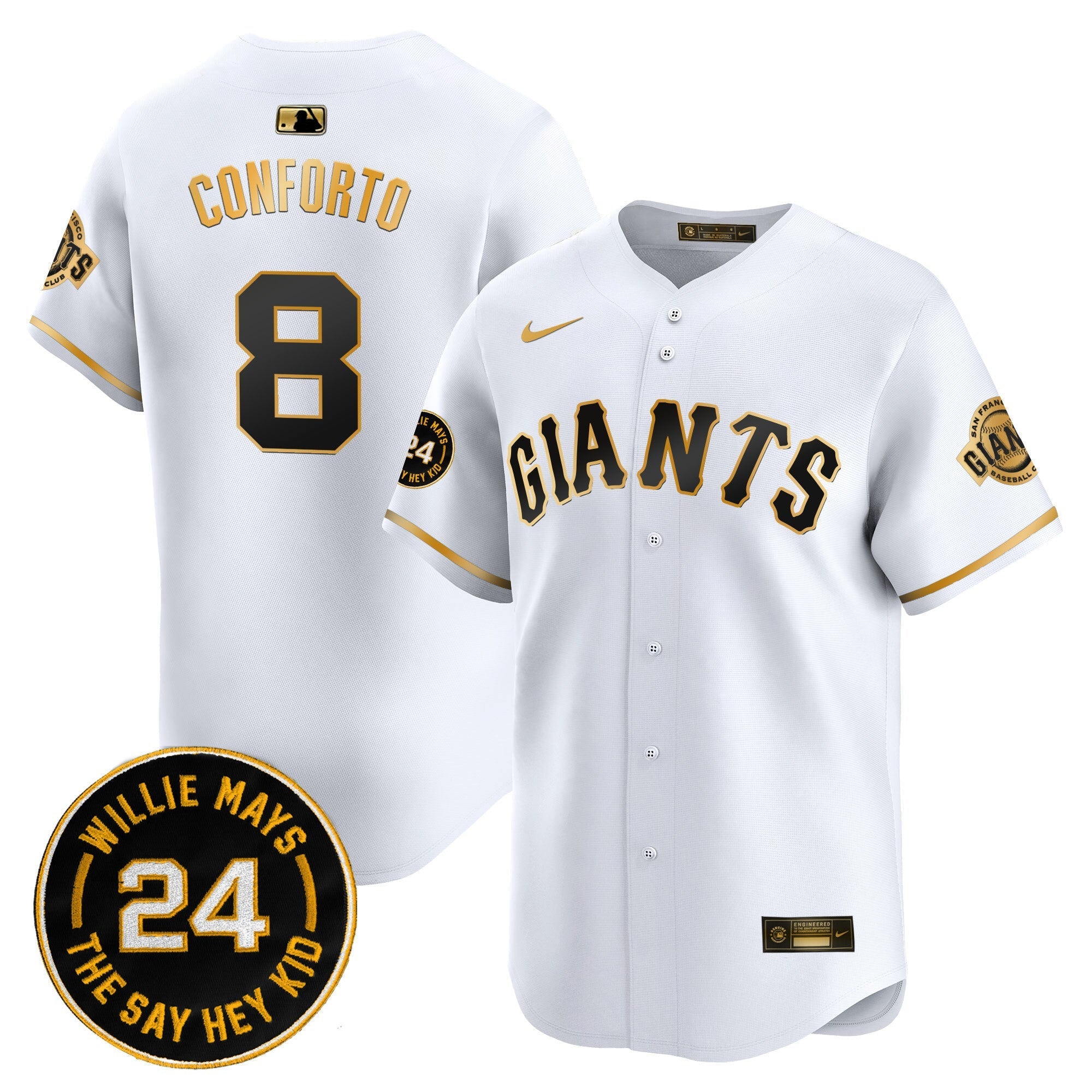Men's San Francisco Giants 2024 Willie Mays Patch Vapor Premier Limited Jersey - All Stitched