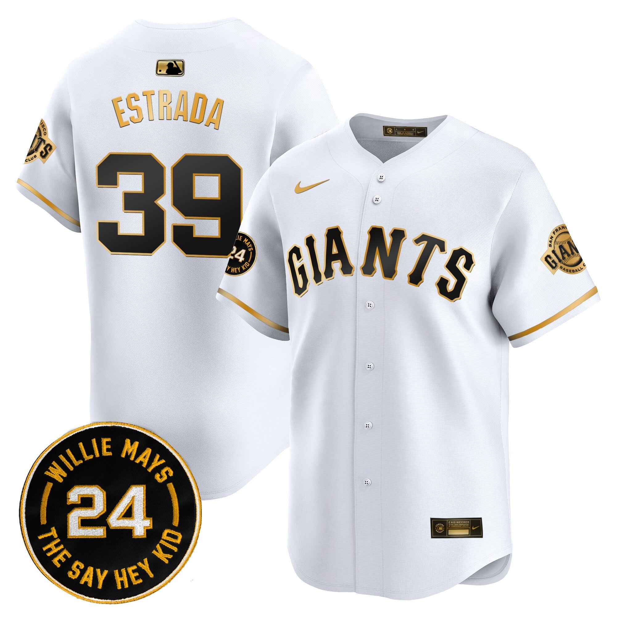Men's San Francisco Giants 2024 Willie Mays Patch Vapor Premier Limited Jersey - All Stitched