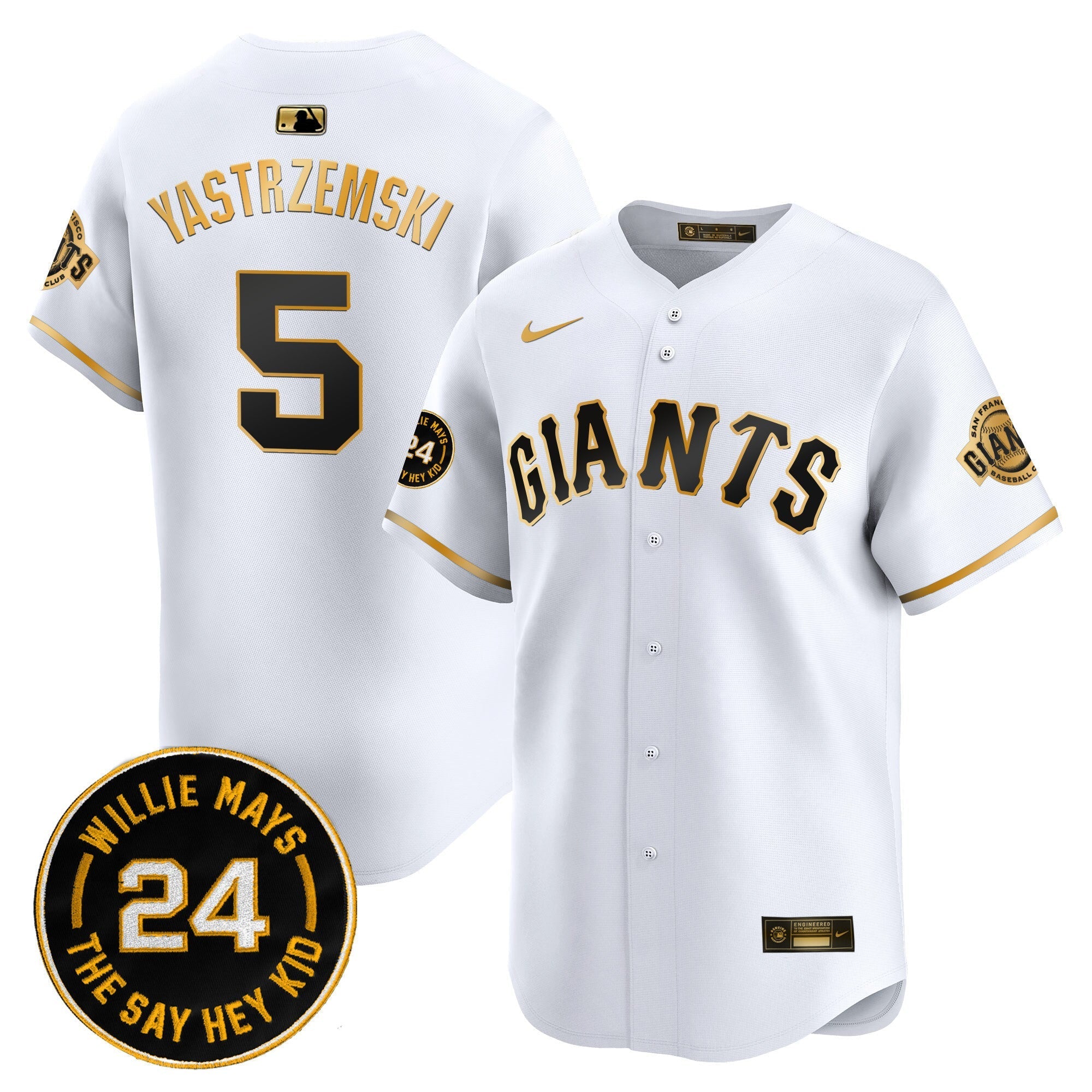 Men's San Francisco Giants 2024 Willie Mays Patch Vapor Premier Limited Jersey - All Stitched