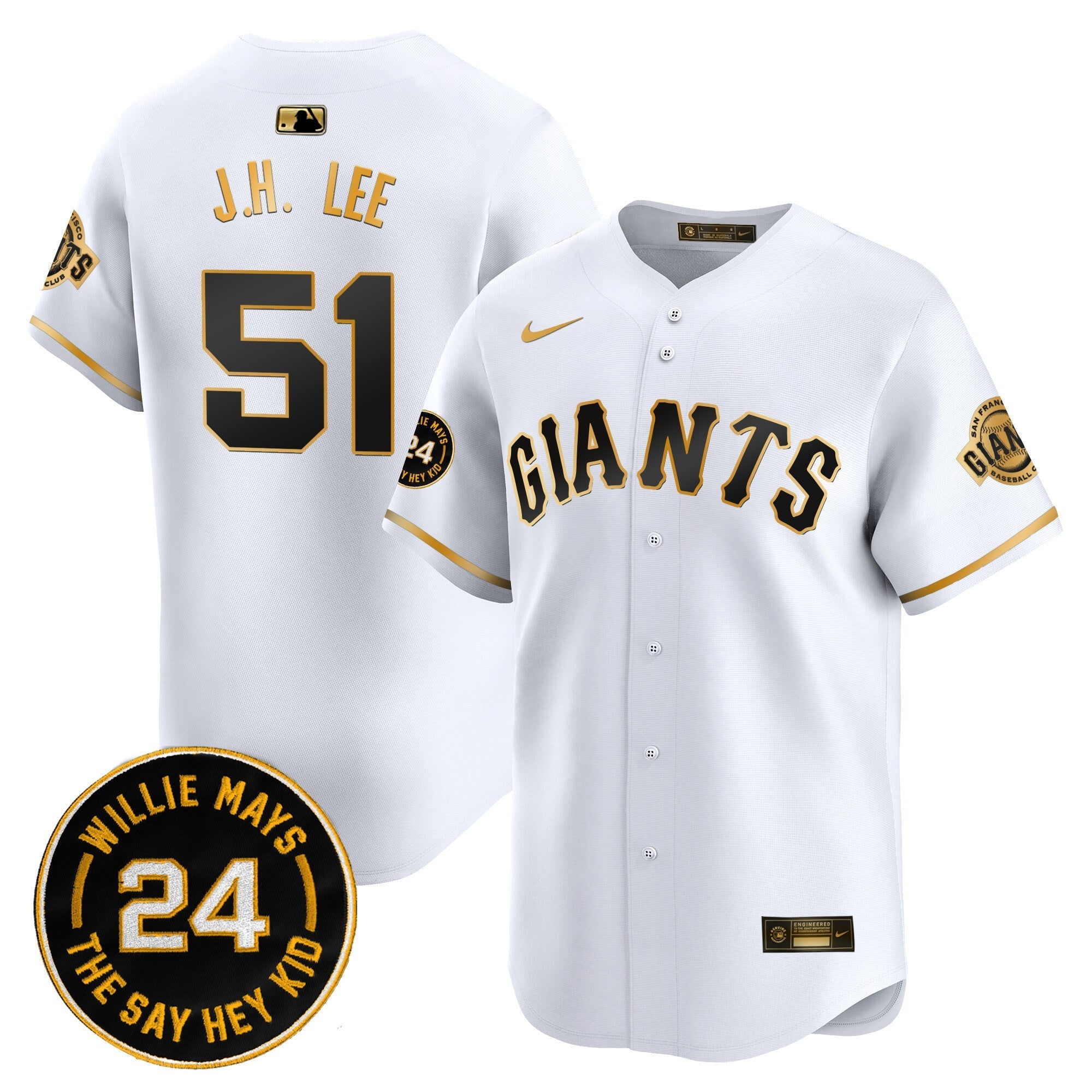 Men's San Francisco Giants 2024 Willie Mays Patch Vapor Premier Limited Jersey - All Stitched