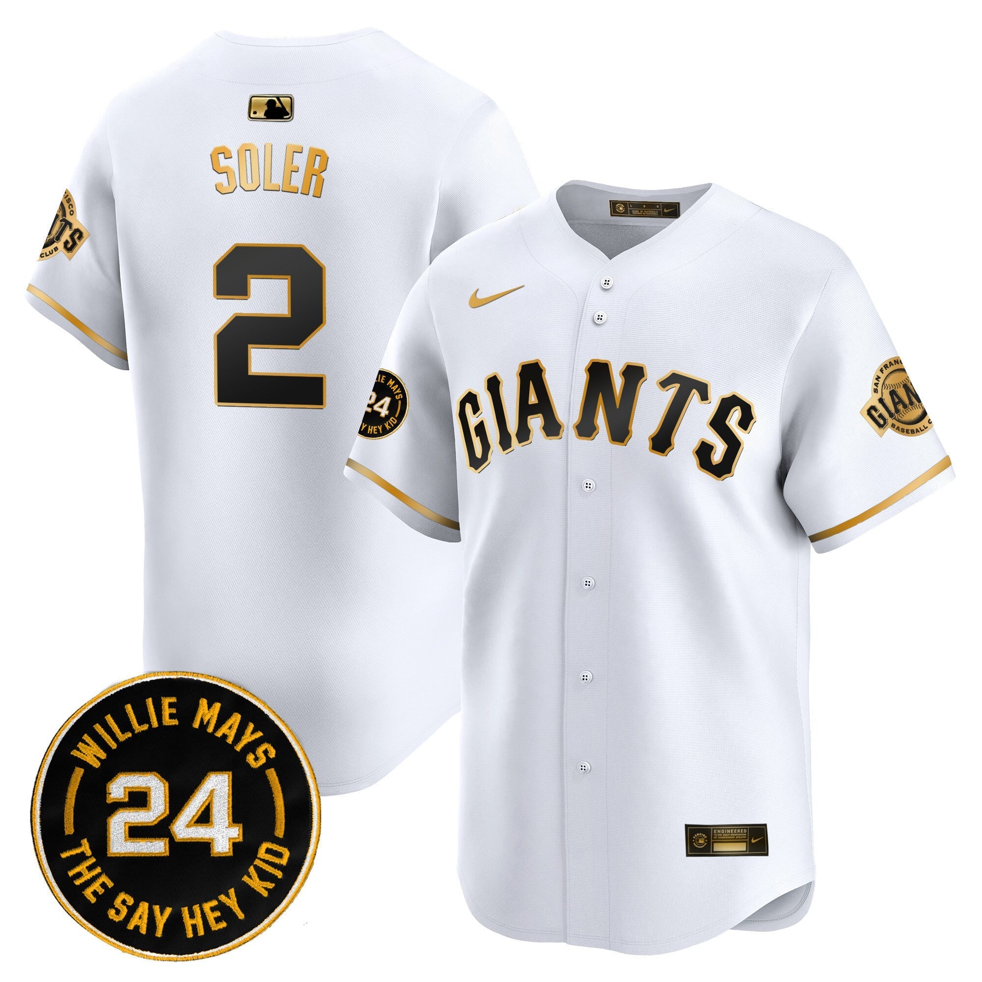 Men's San Francisco Giants 2024 Willie Mays Patch Vapor Premier Limited Jersey - All Stitched
