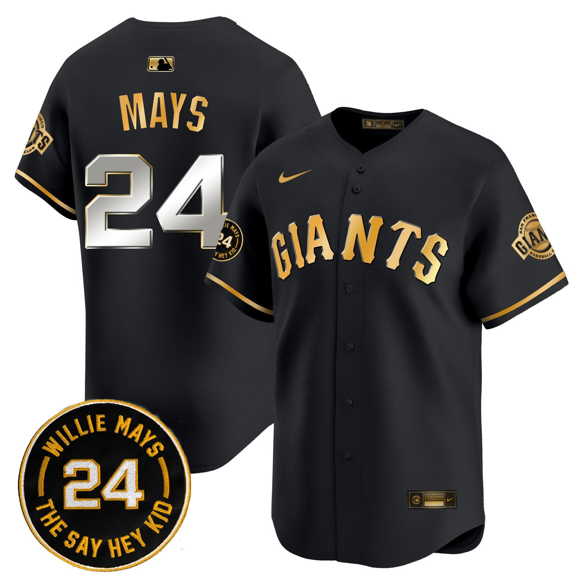 Men's San Francisco Giants 2024 Willie Mays Patch Vapor Premier Limited Jersey - All Stitched