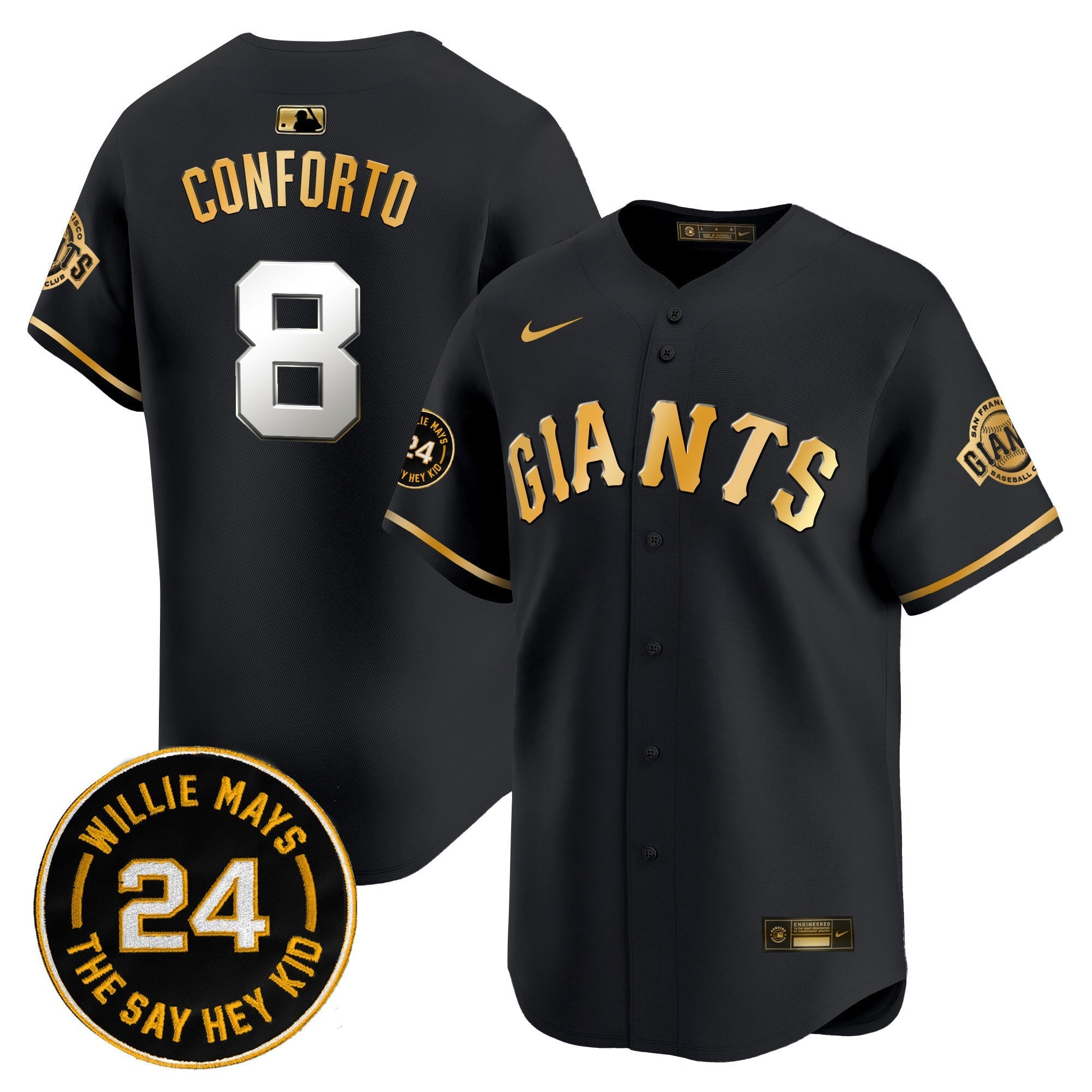 Men's San Francisco Giants 2024 Willie Mays Patch Vapor Premier Limited Jersey - All Stitched
