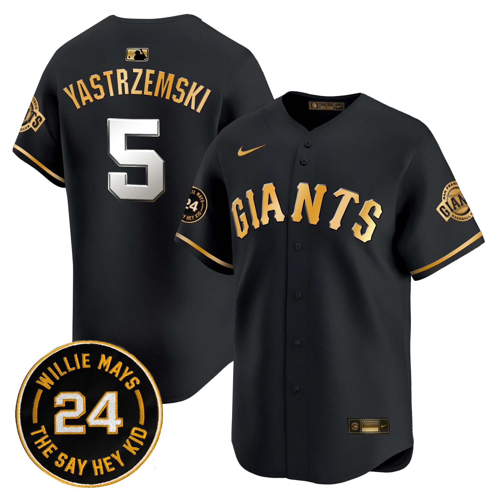 Men's San Francisco Giants 2024 Willie Mays Patch Vapor Premier Limited Jersey - All Stitched