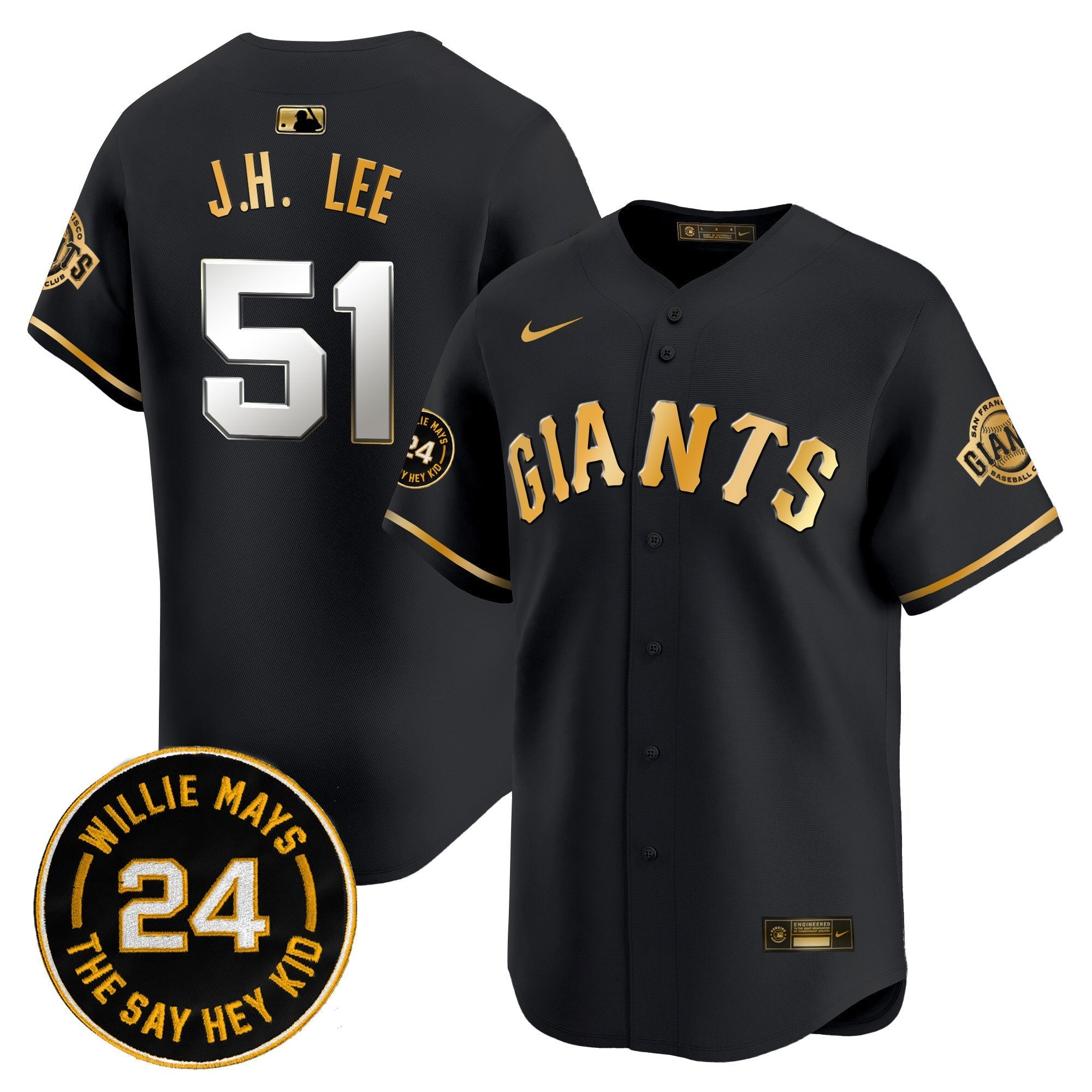 Men's San Francisco Giants 2024 Willie Mays Patch Vapor Premier Limited Jersey - All Stitched