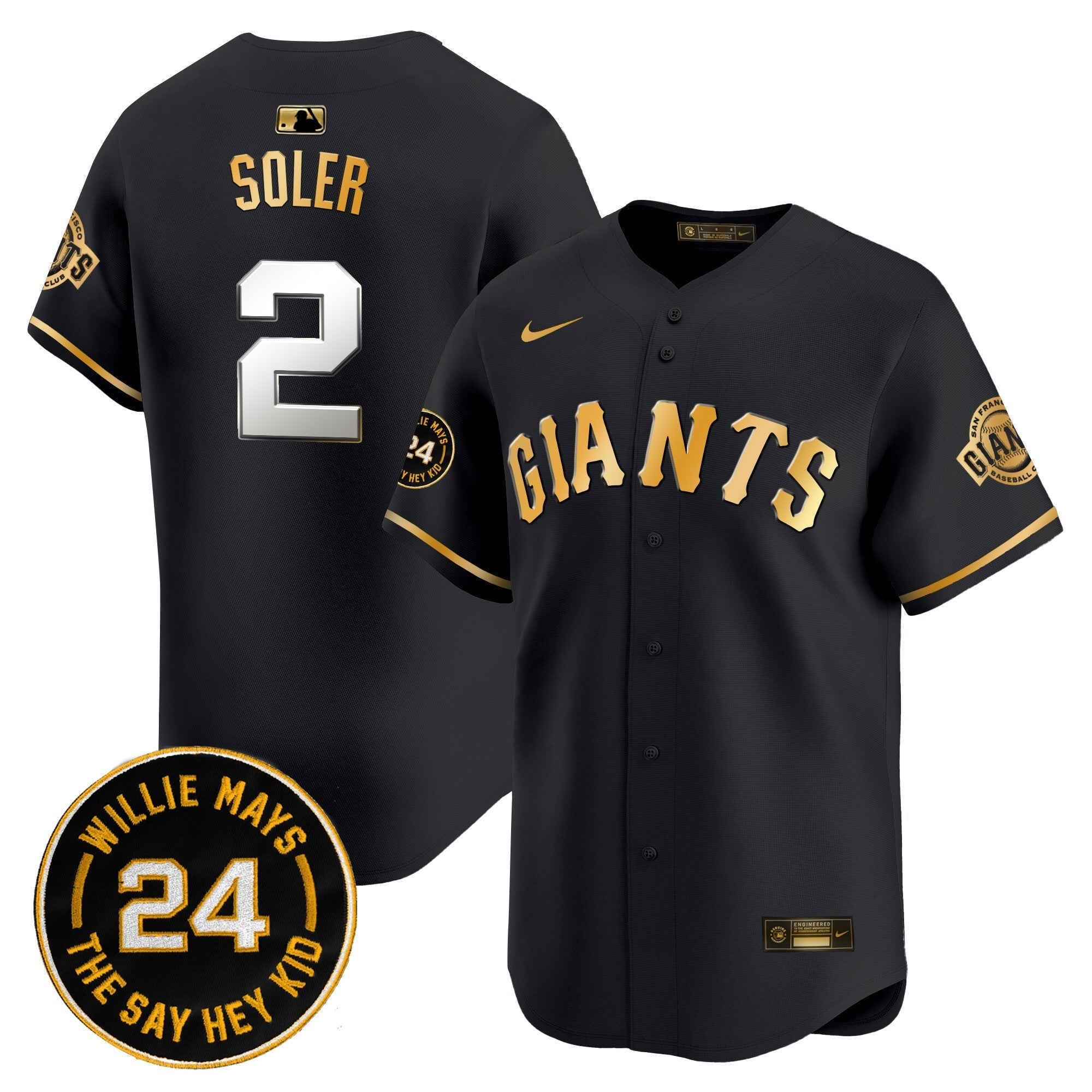 Men's San Francisco Giants 2024 Willie Mays Patch Vapor Premier Limited Jersey - All Stitched