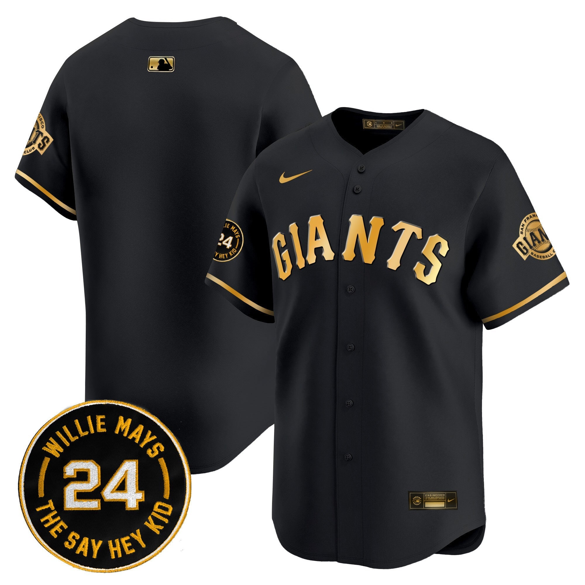 Men's San Francisco Giants 2024 Willie Mays Patch Vapor Premier Limited Jersey - All Stitched
