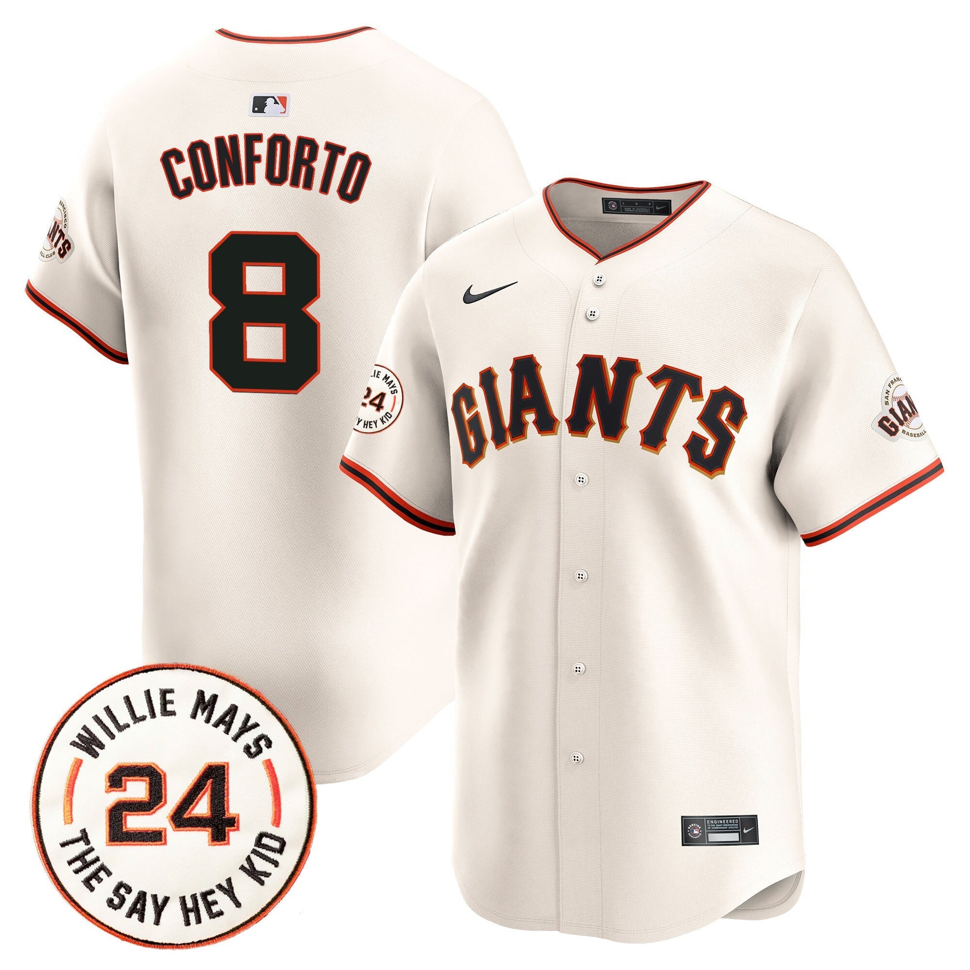 Men's San Francisco Giants 2024 Willie Mays Patch Vapor Premier Limited Jersey - All Stitched