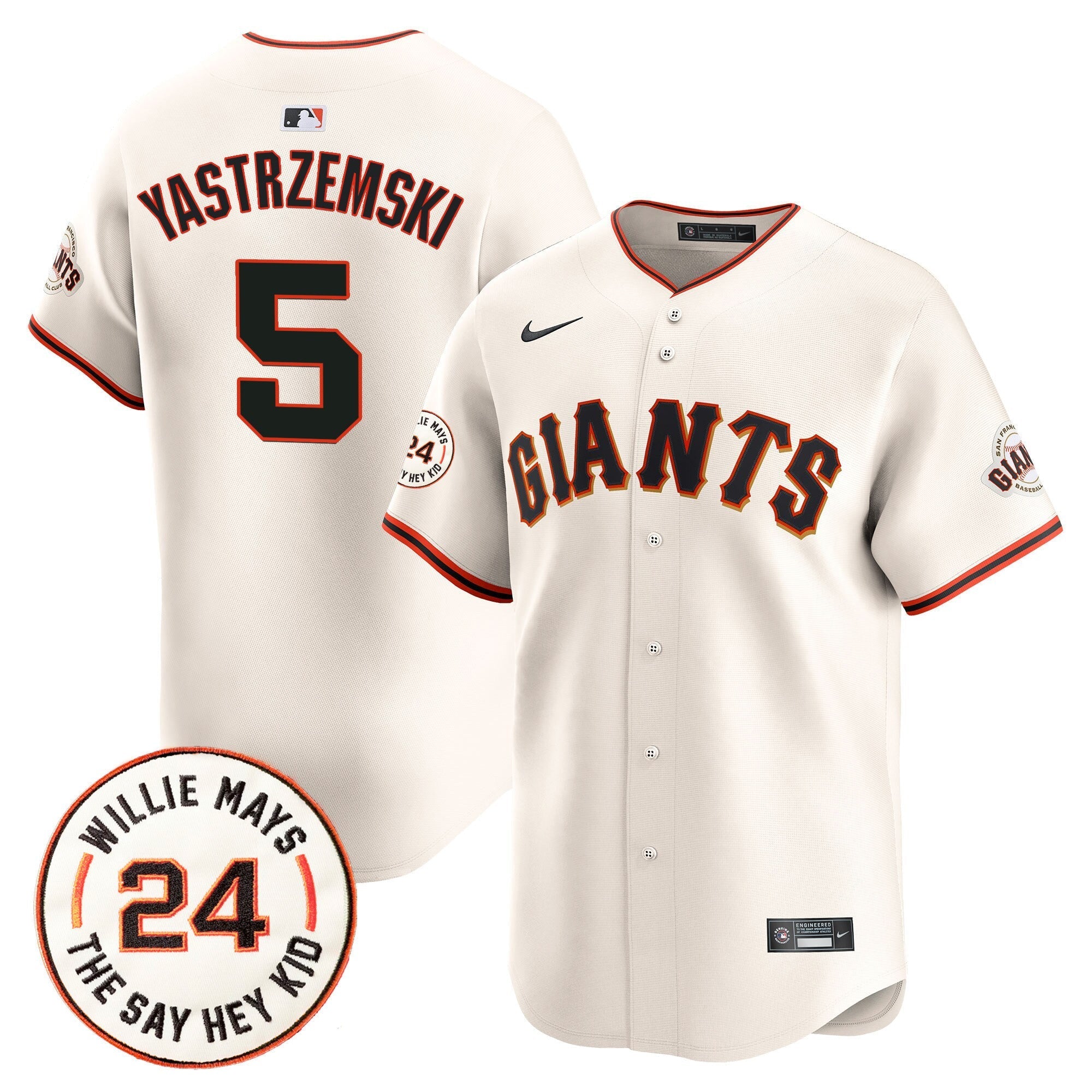 Men's San Francisco Giants 2024 Willie Mays Patch Vapor Premier Limited Jersey - All Stitched