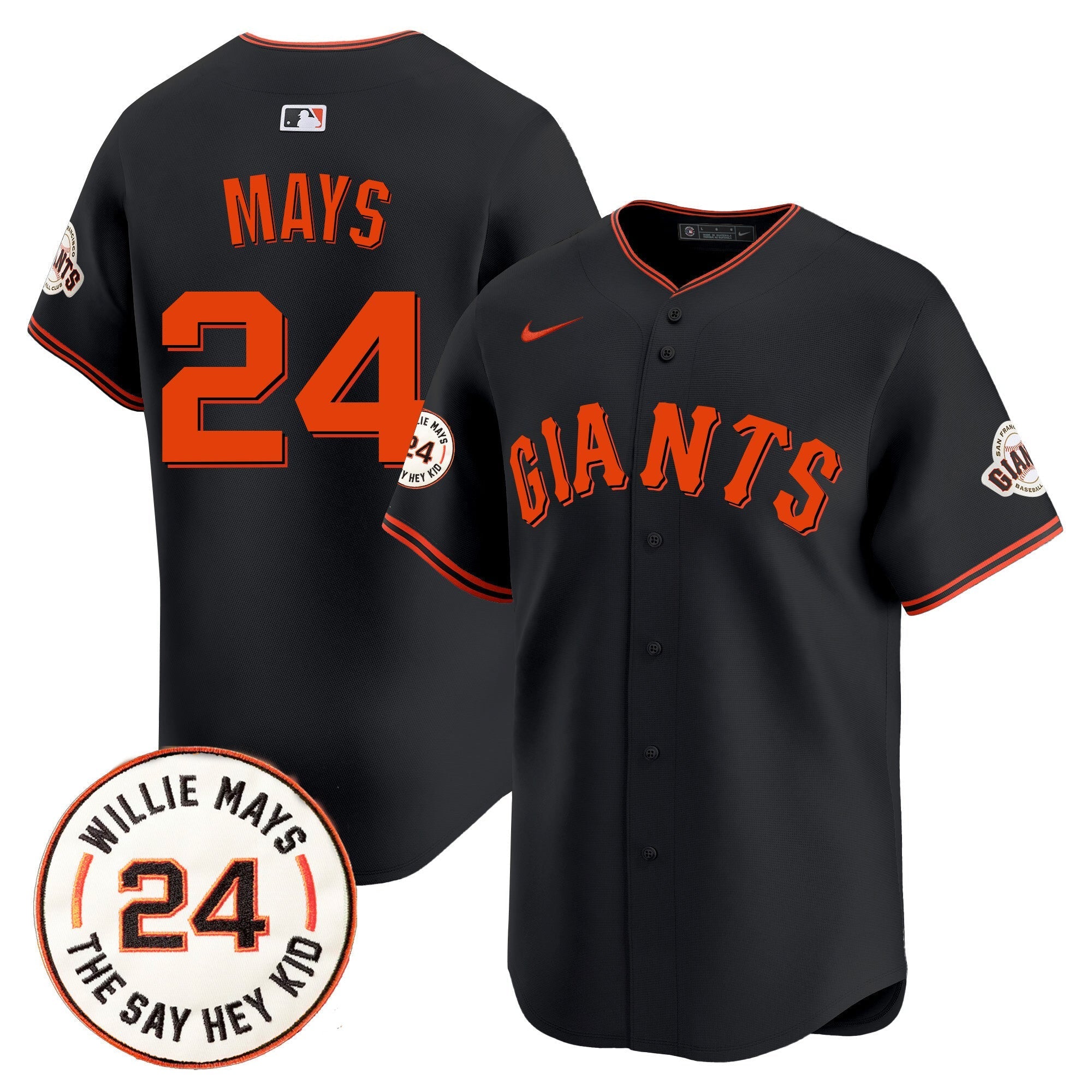 Men's San Francisco Giants 2024 Willie Mays Patch Vapor Premier Limited Jersey - All Stitched